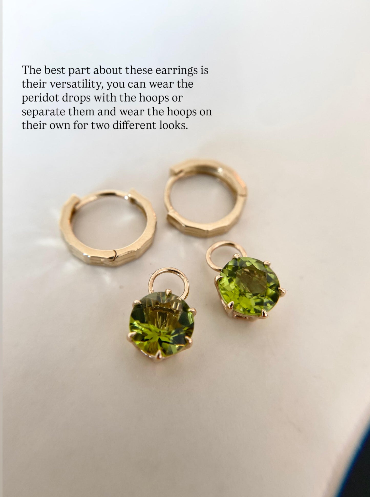 Peridot Charm Hoops