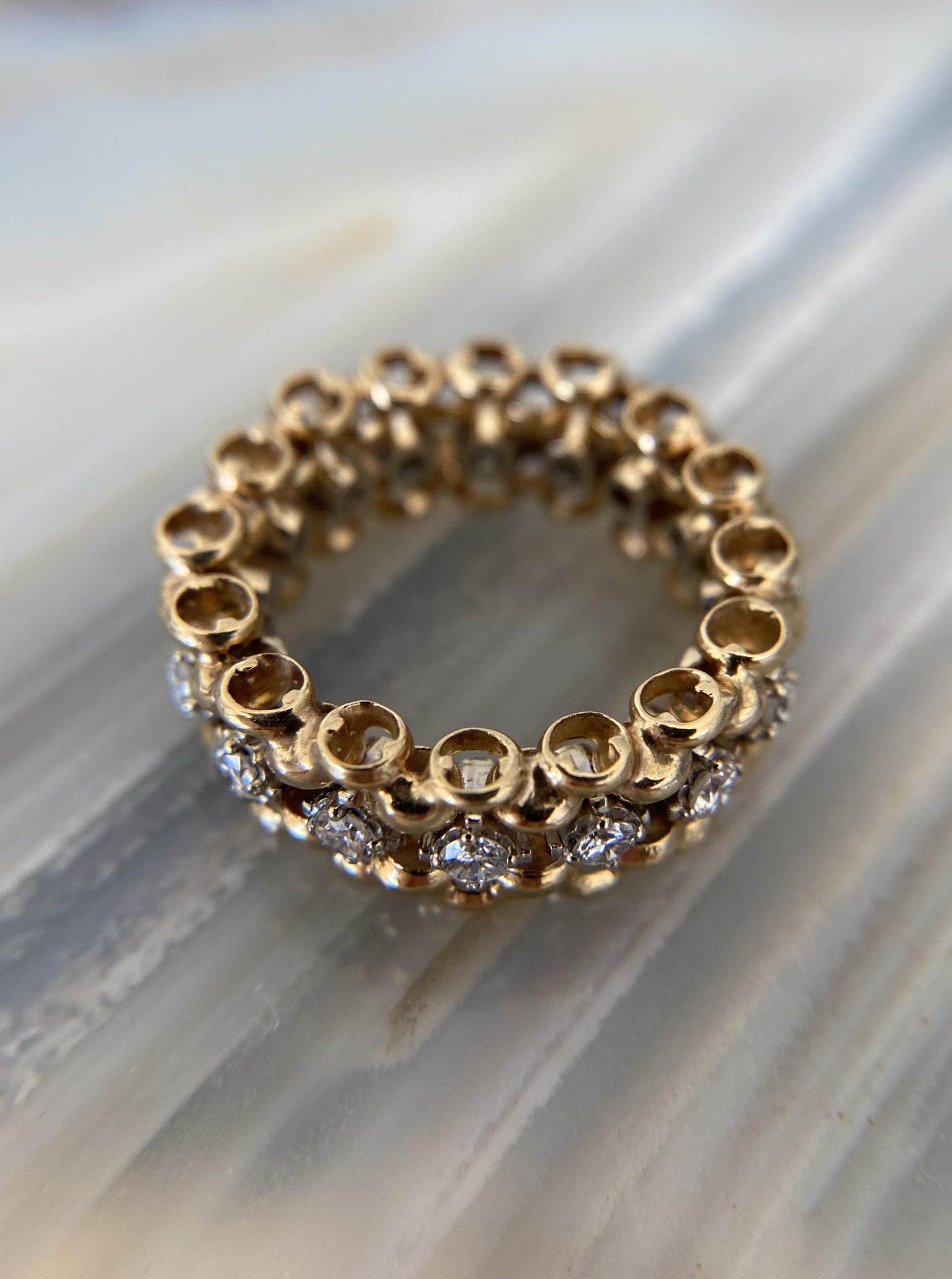 Vintage Eternity Diamond Biker Chain Band