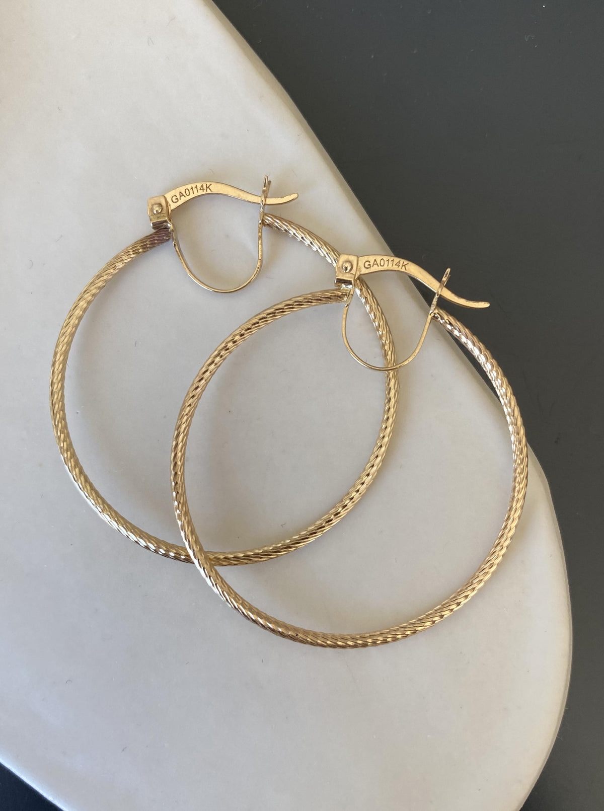 14K Large thin Rope Hoops