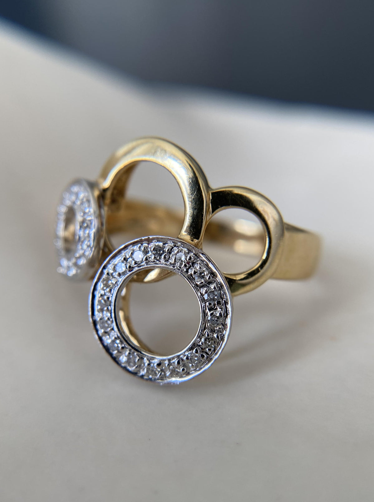 14K Diamond Hoops Cocktail Ring