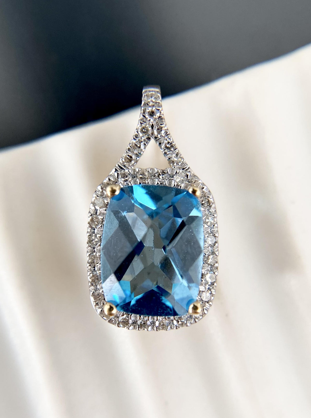 Topaz Pendant With Diamond Halo