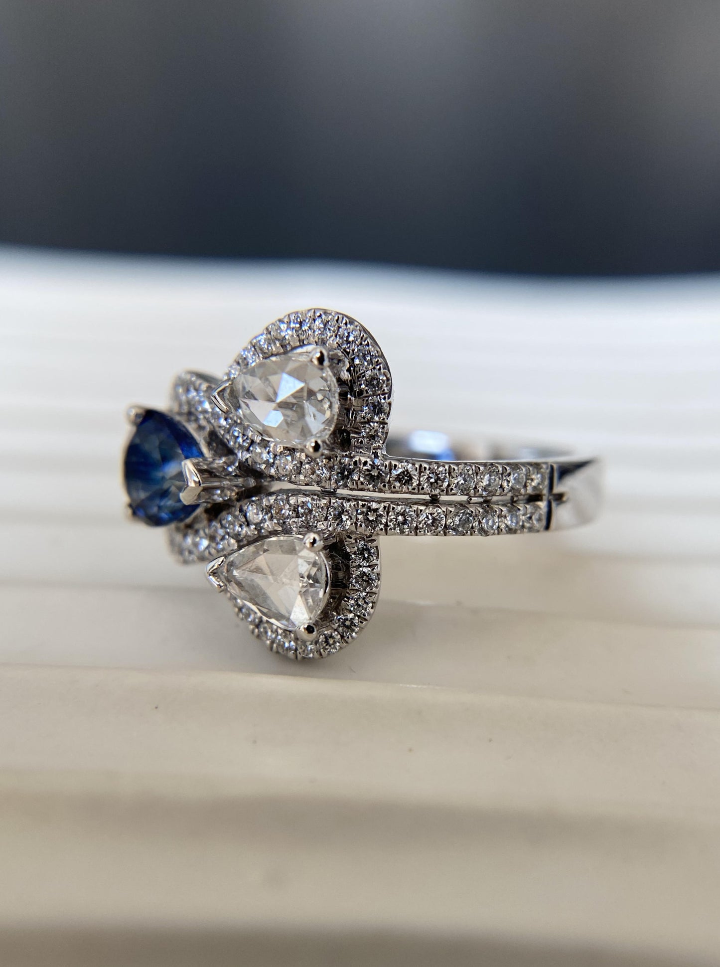 Sapphire & Rose Cut Diamond Ring