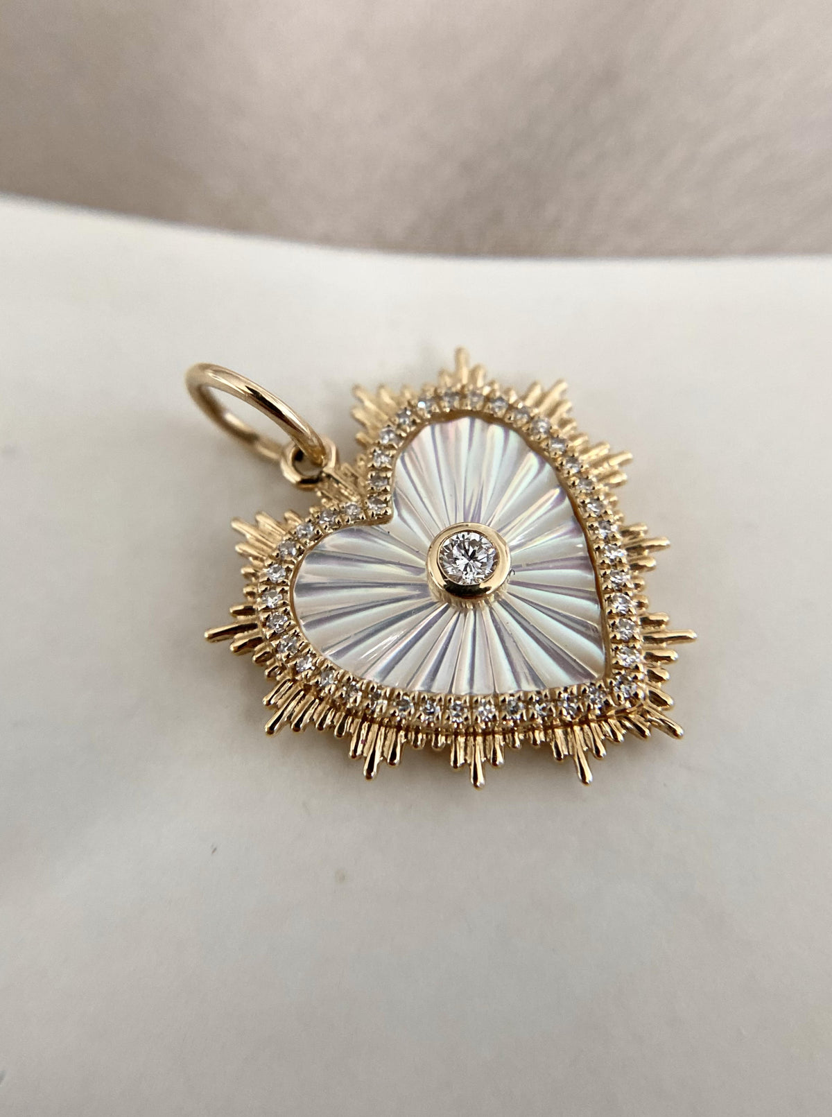 MOP Heart Diamond Charm