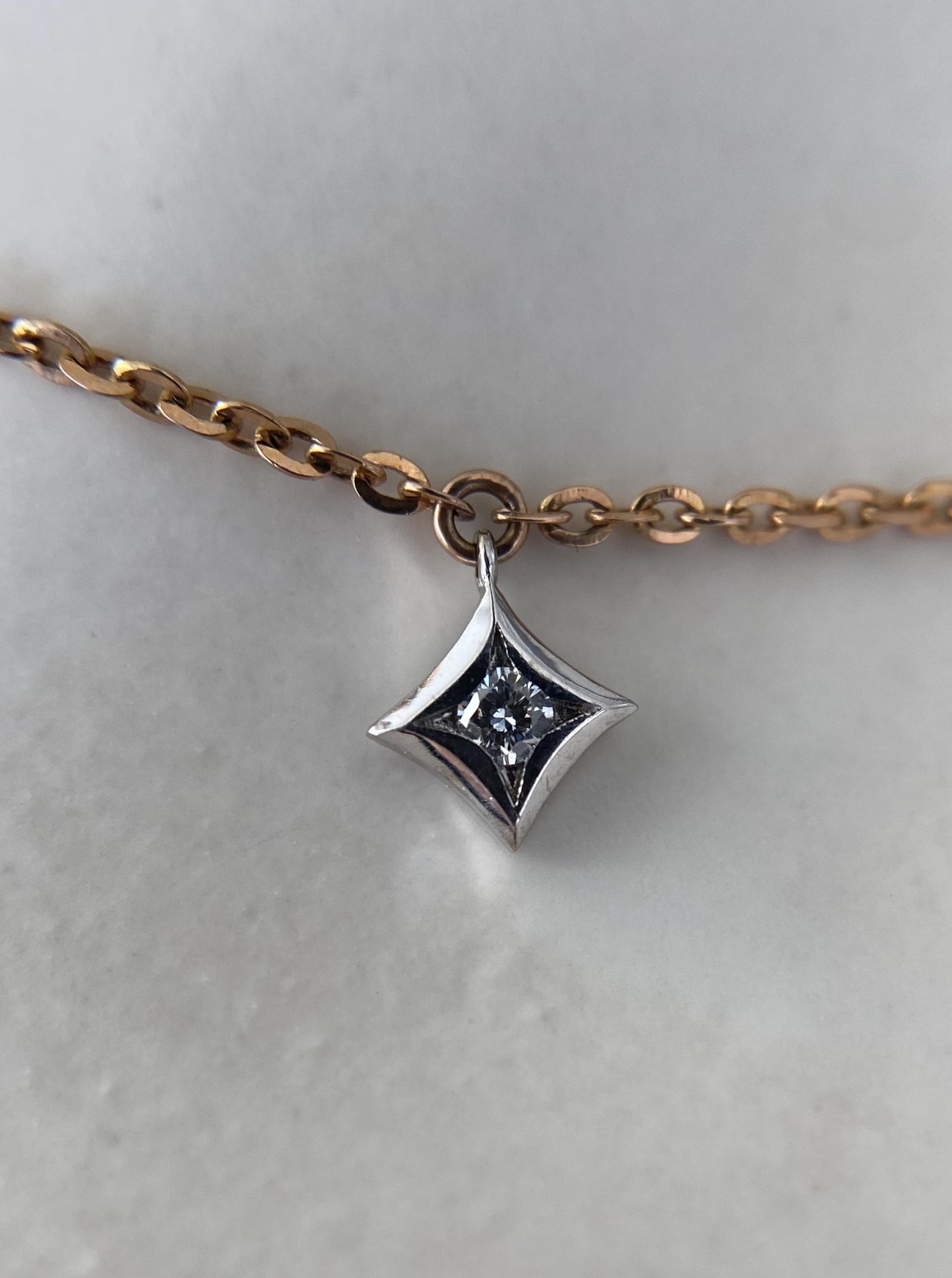 Celestial Drop Diamond Star Necklace (Rose Gold)