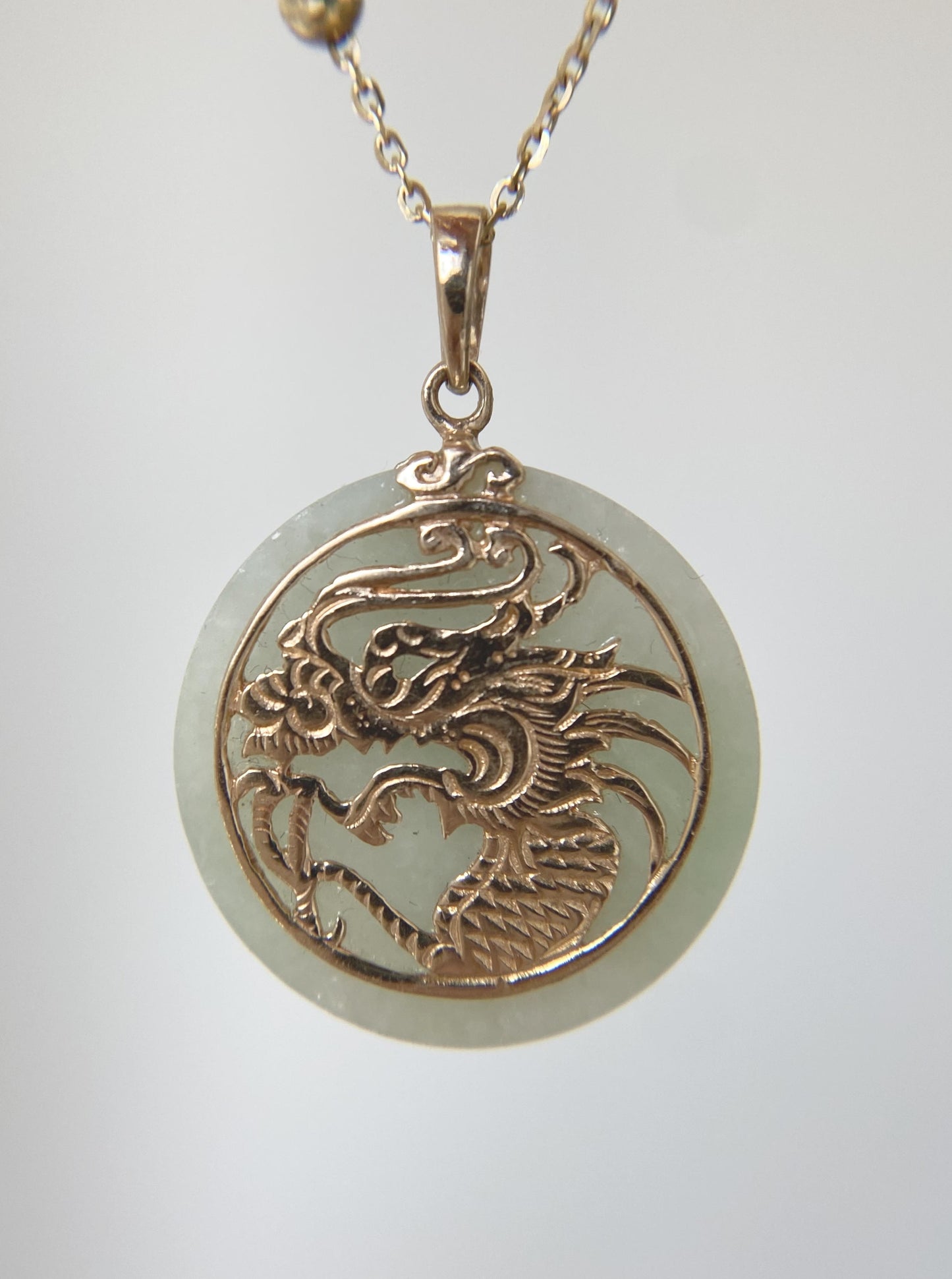 14K Dragon & Quartz Pendant