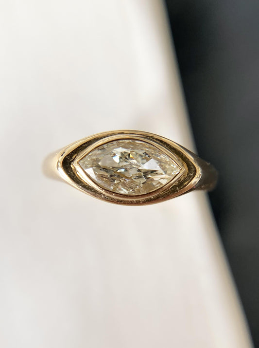 Marquise Diamond Signet Ring