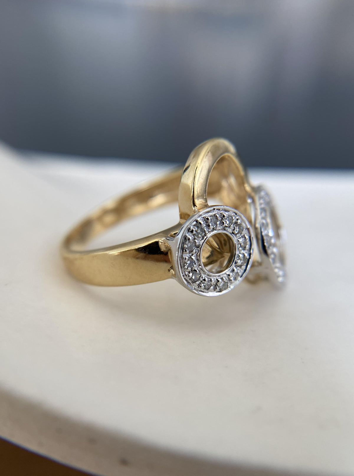 14K Diamond Hoops Cocktail Ring