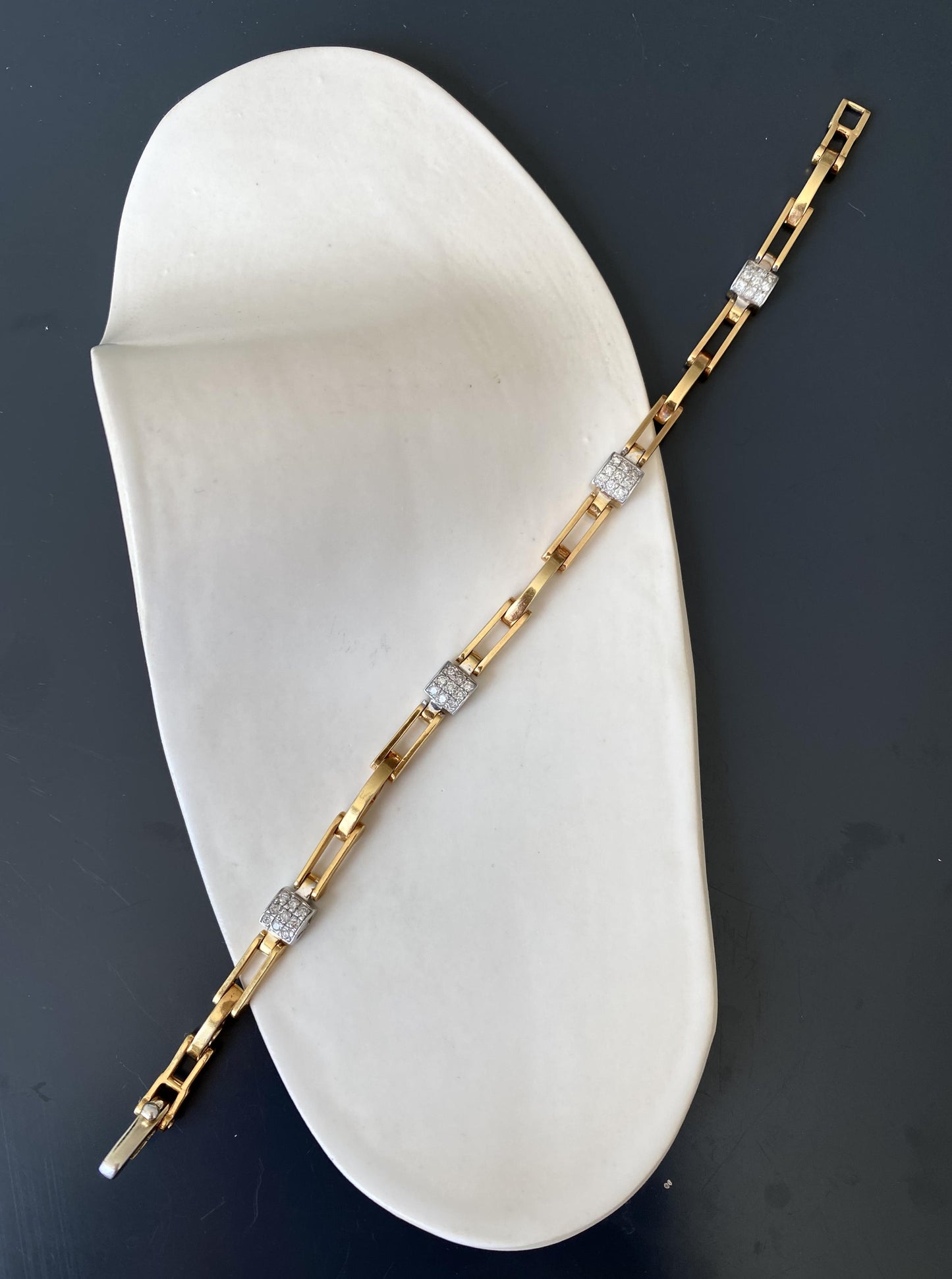 Vintage Link Diamond Square station Bracelet
