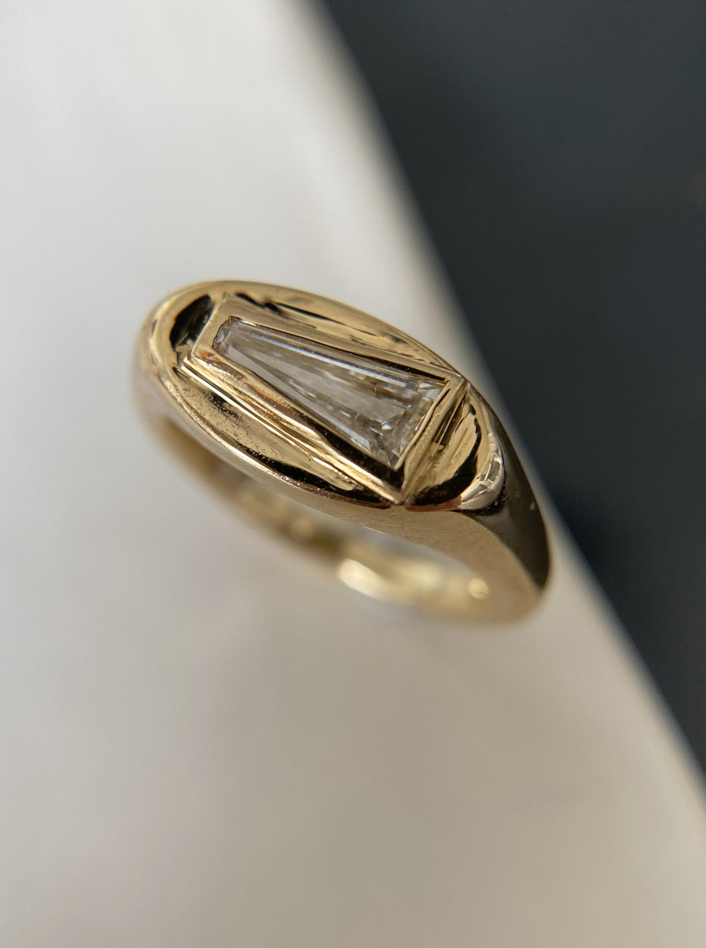 Tapered Cut Diamond Signet Ring