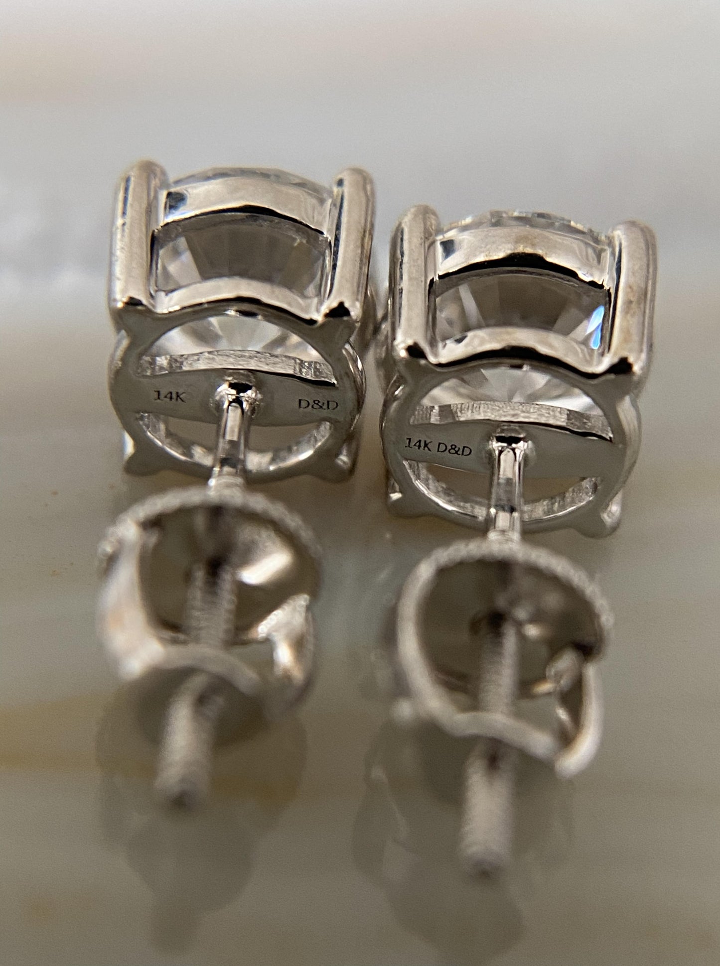 14K White Gold Lab Diamond Studs (2ct)