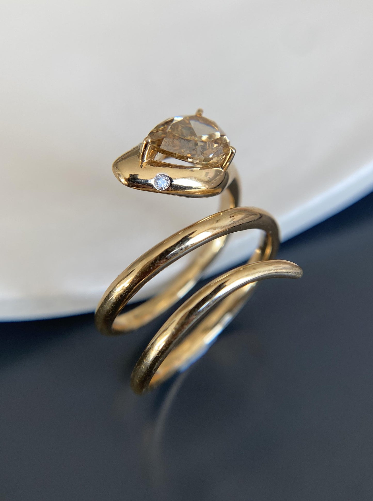 Brown Diamond Snake Ring