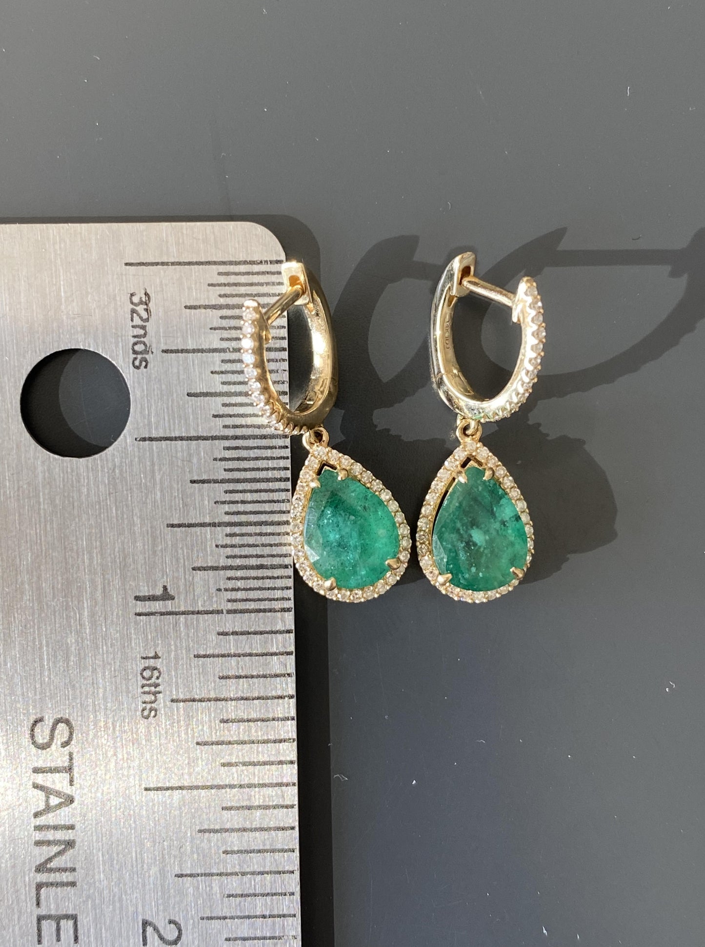 Drop Pear Shape Emerald Earrings