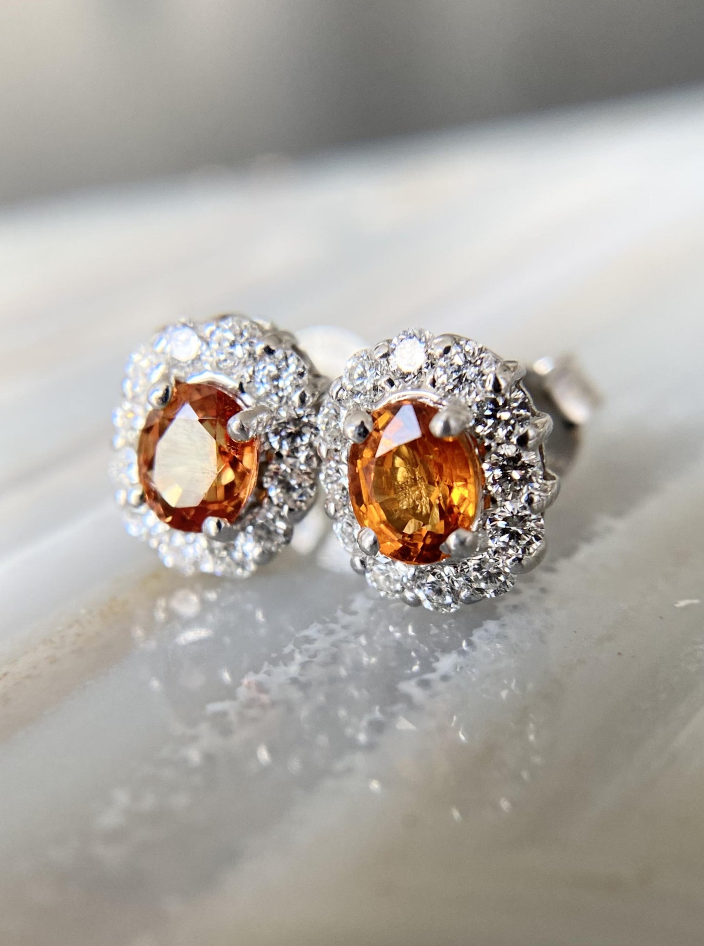 Orange Sapphire Studs