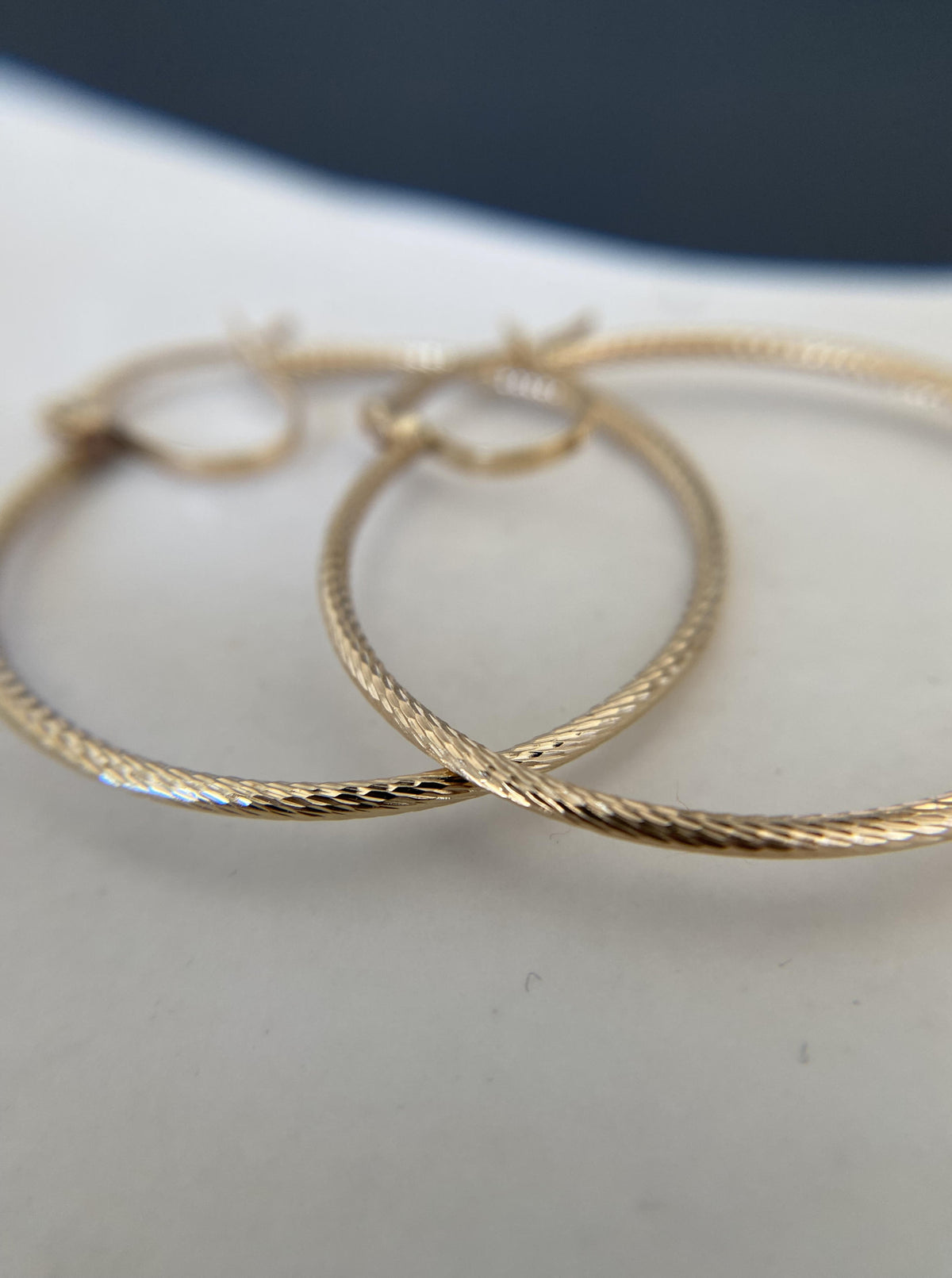 14K Large thin Rope Hoops