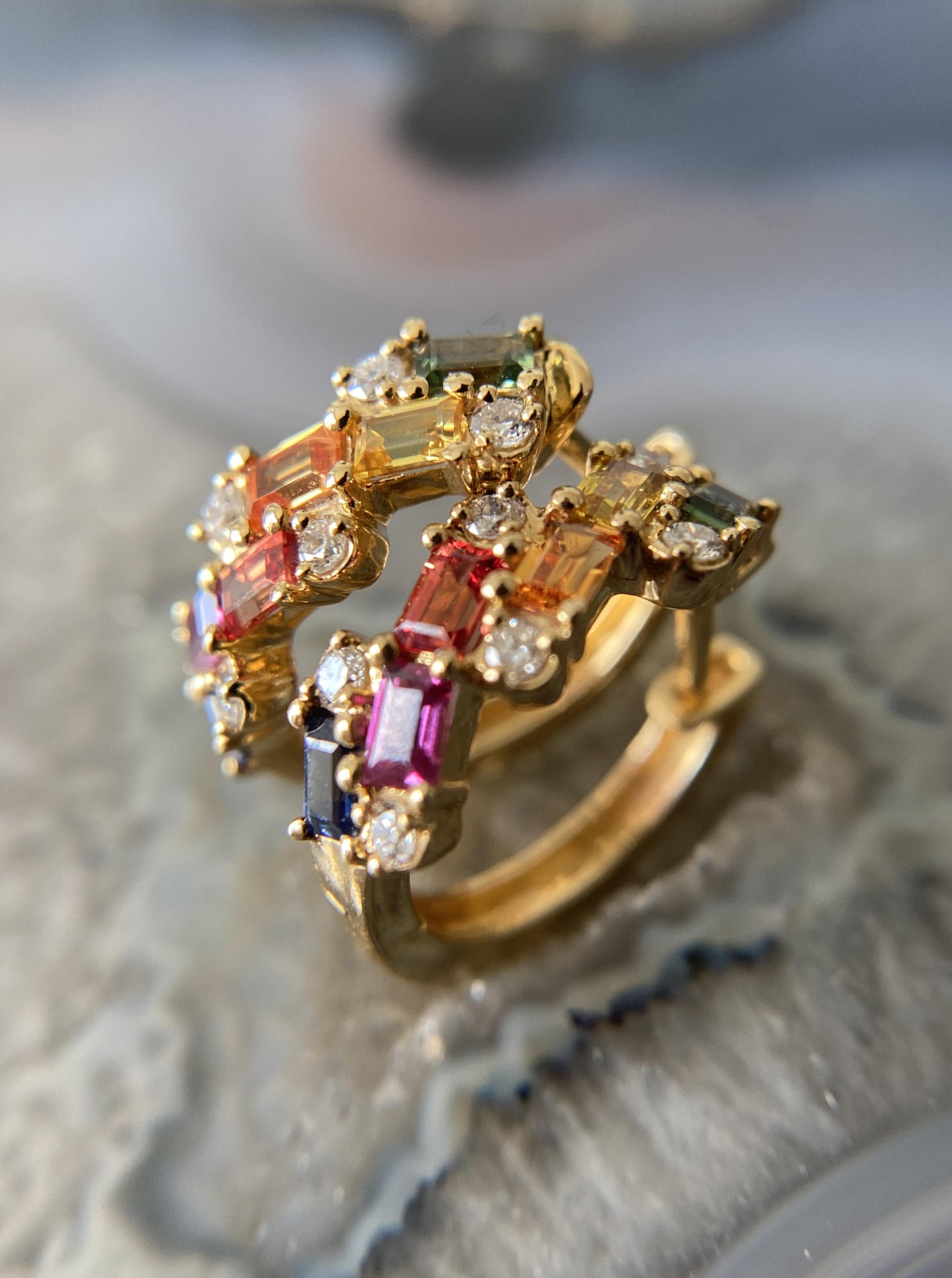 Muti Color Sapphire Hoops
