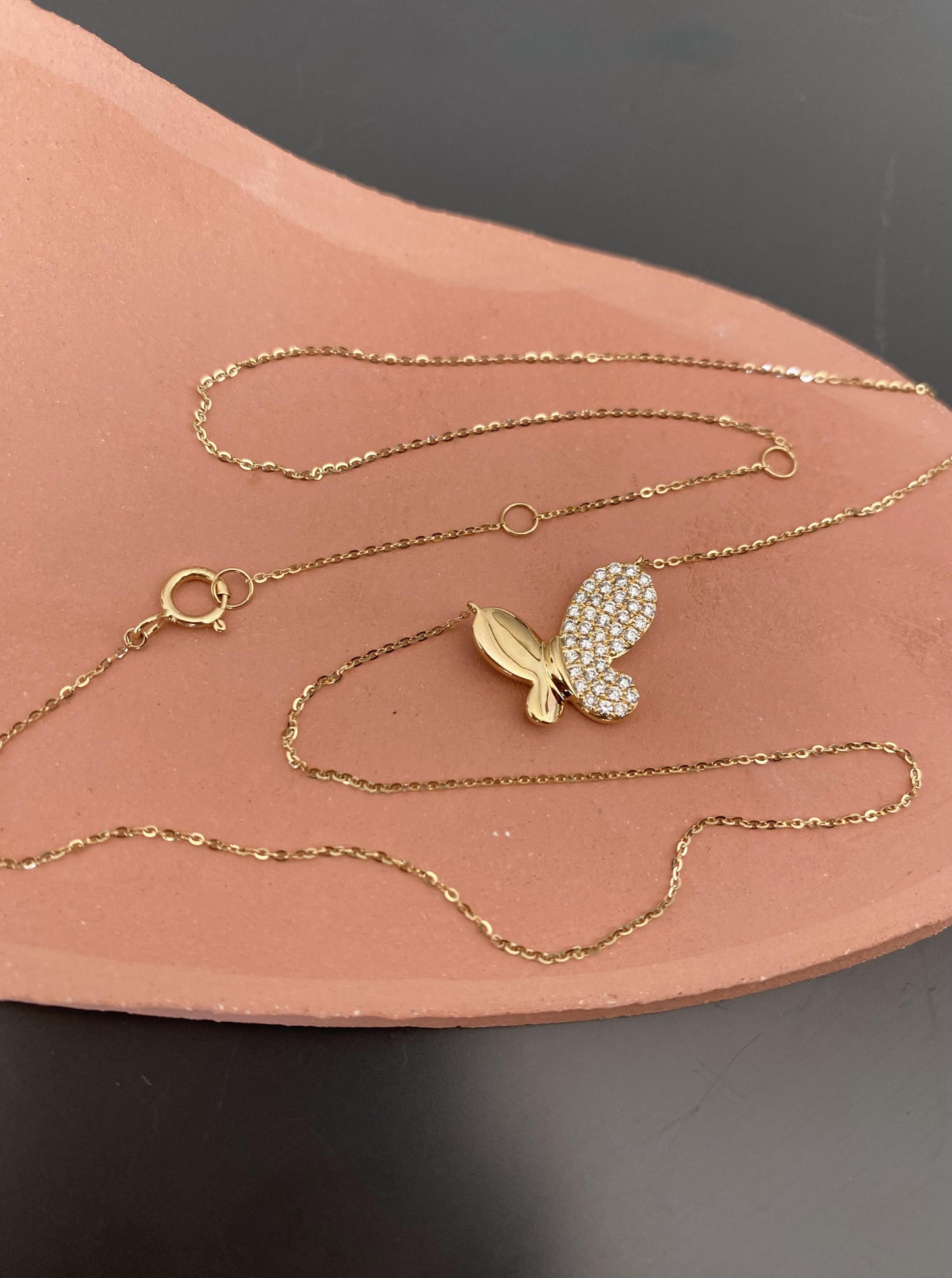 Butterfly Diamond Charm Necklace