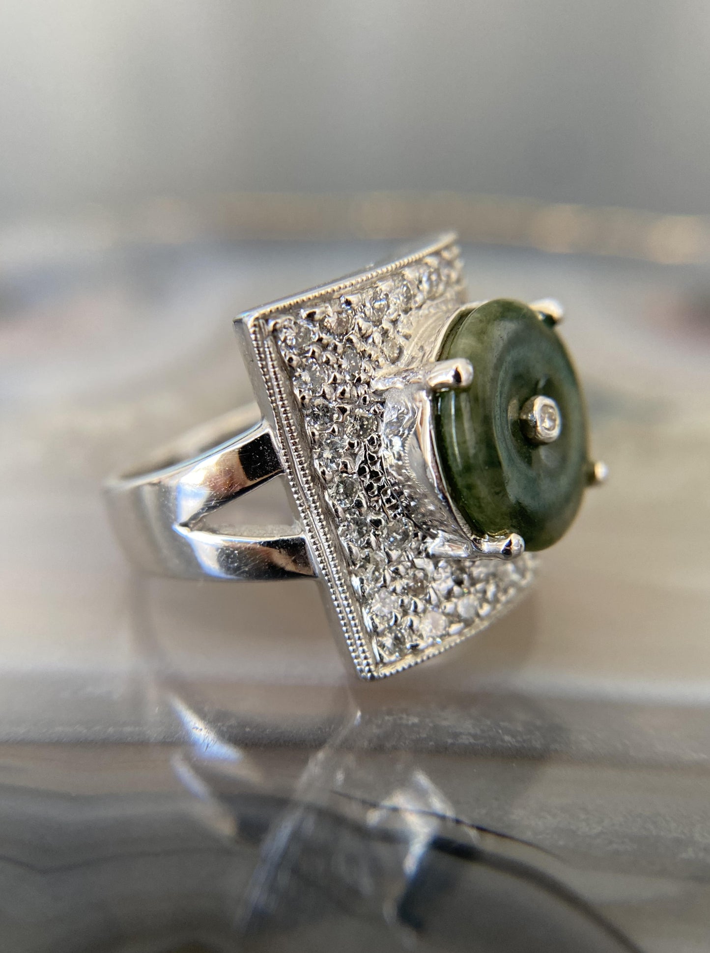 Pre-Loved Jade & Diamond Ring