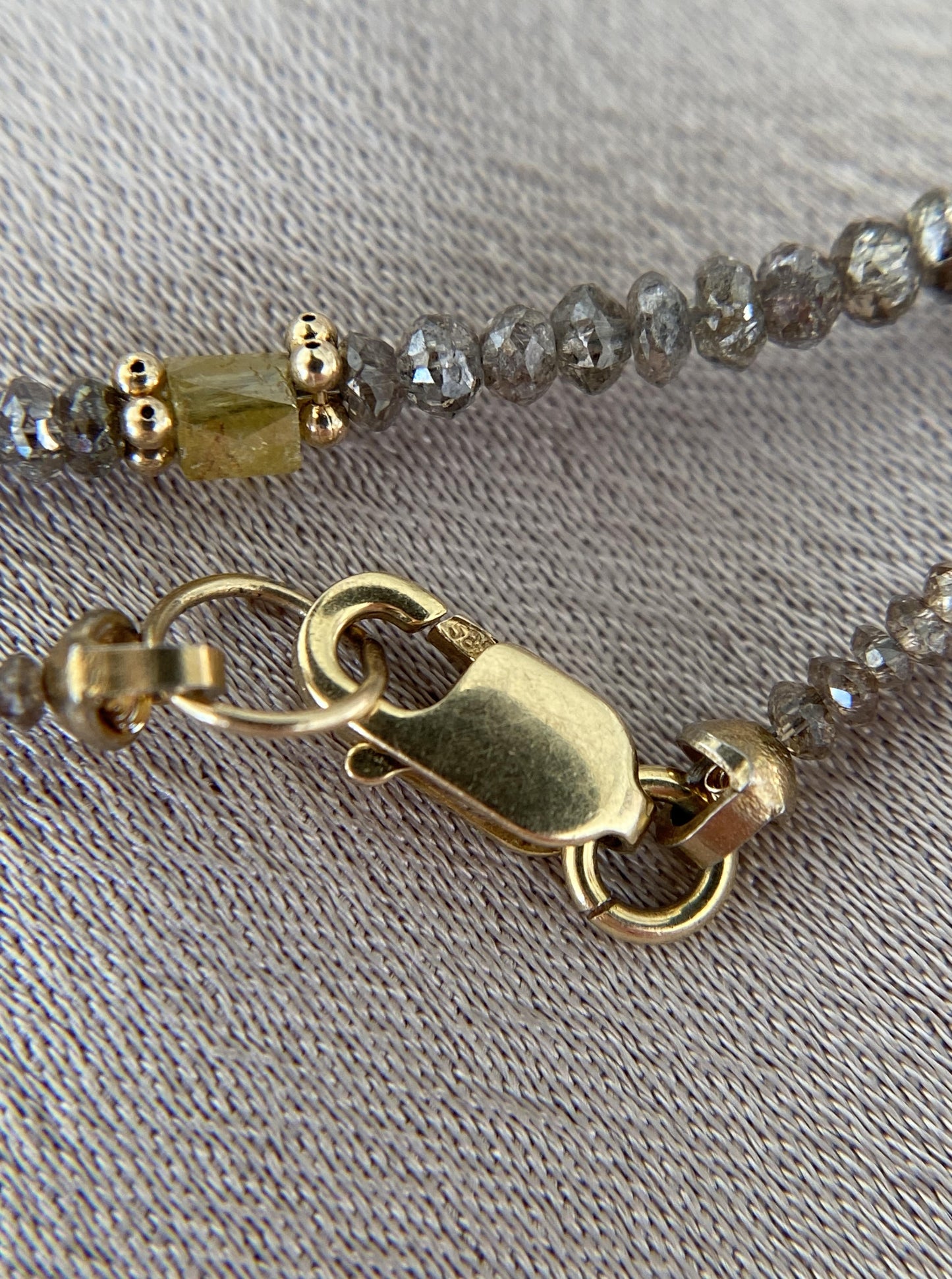 14K Salt Pepper & Yellow Beaded Diamond Chain