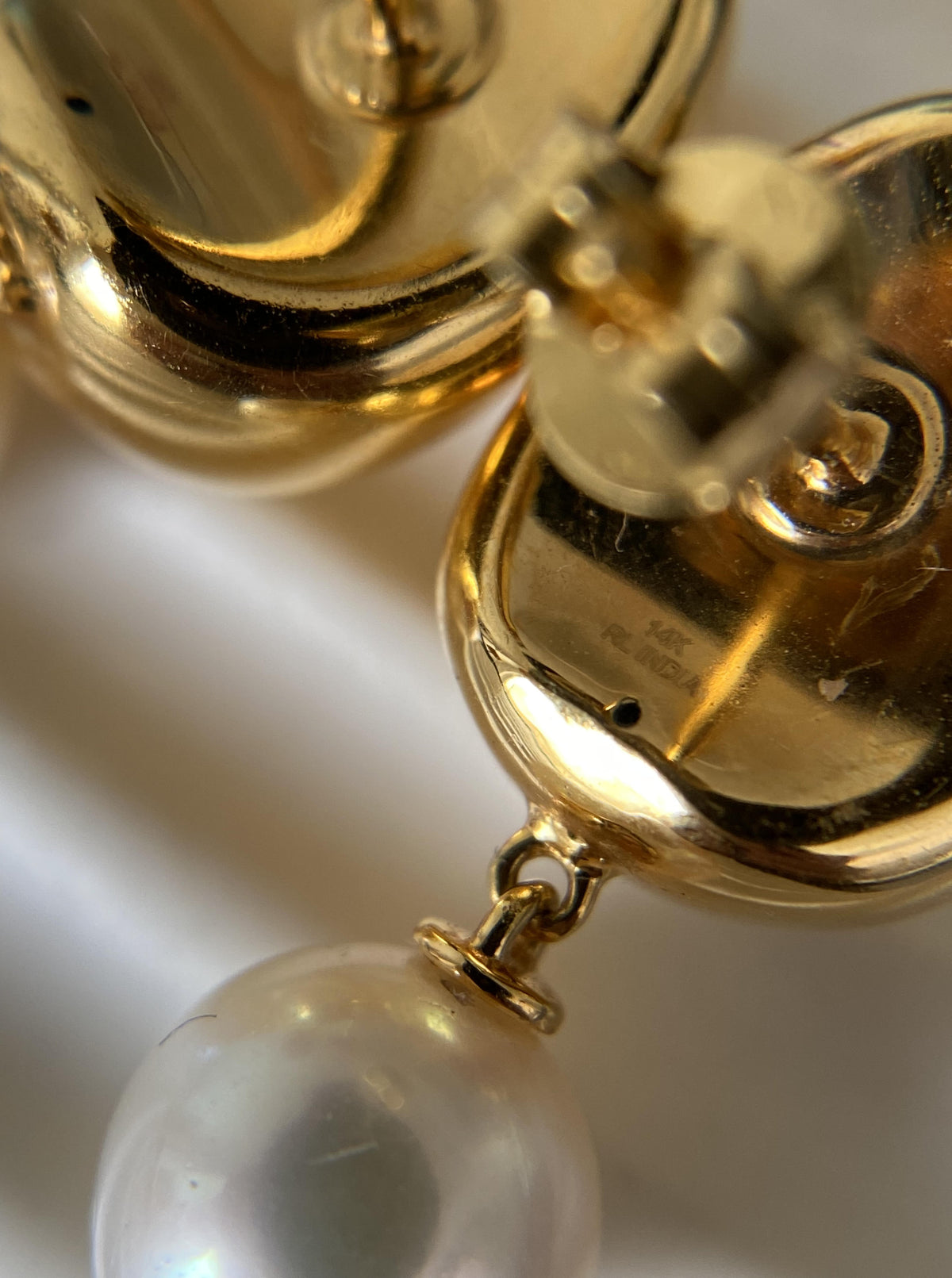 Puffy Drop Pearl Earrings