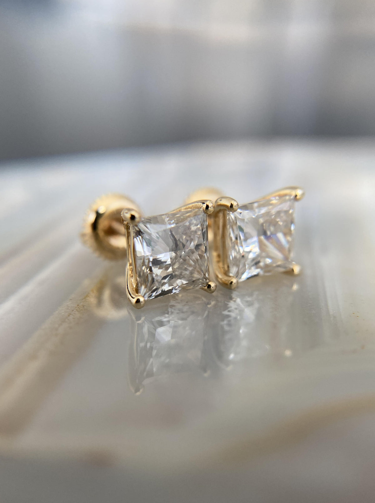 Princess Cut Lab Diamond Studs (3.06 ct)