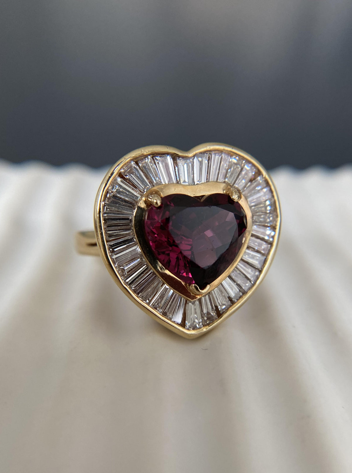 Garnet Heart Cocktail Ring