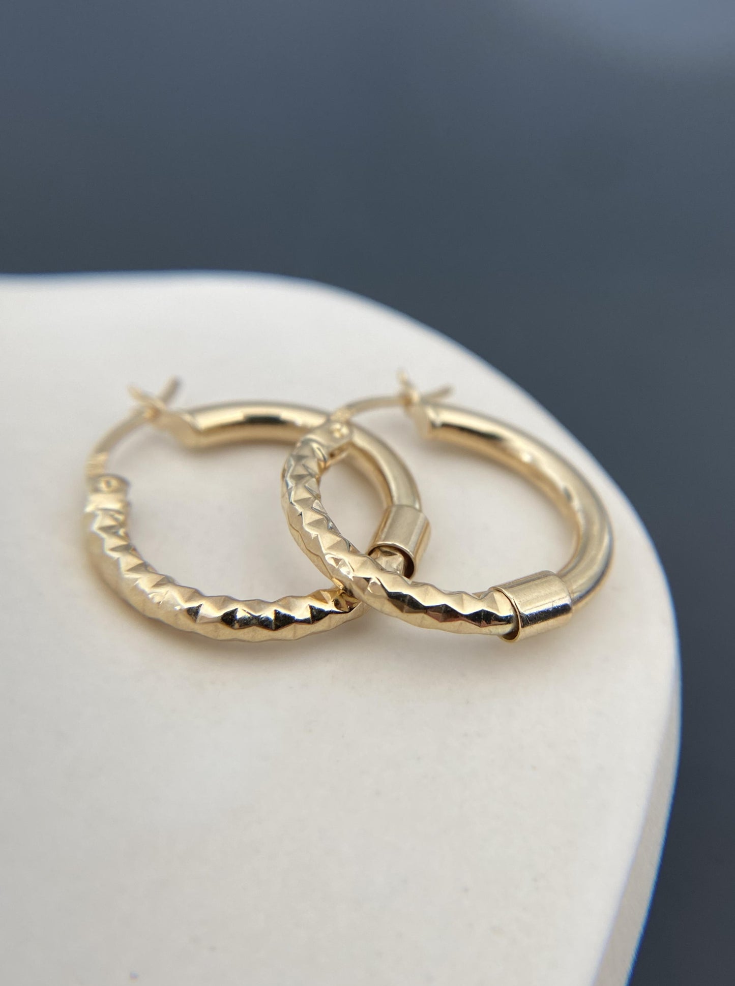 Half Diamond Cut Hoops