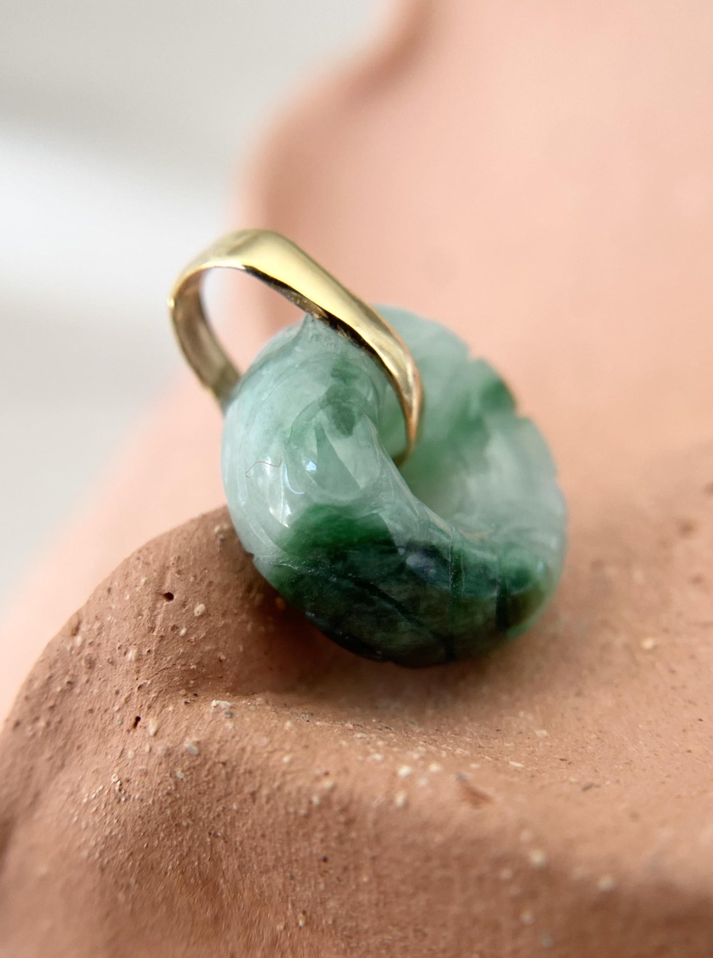 Chunky Carved Jade Coin Charm