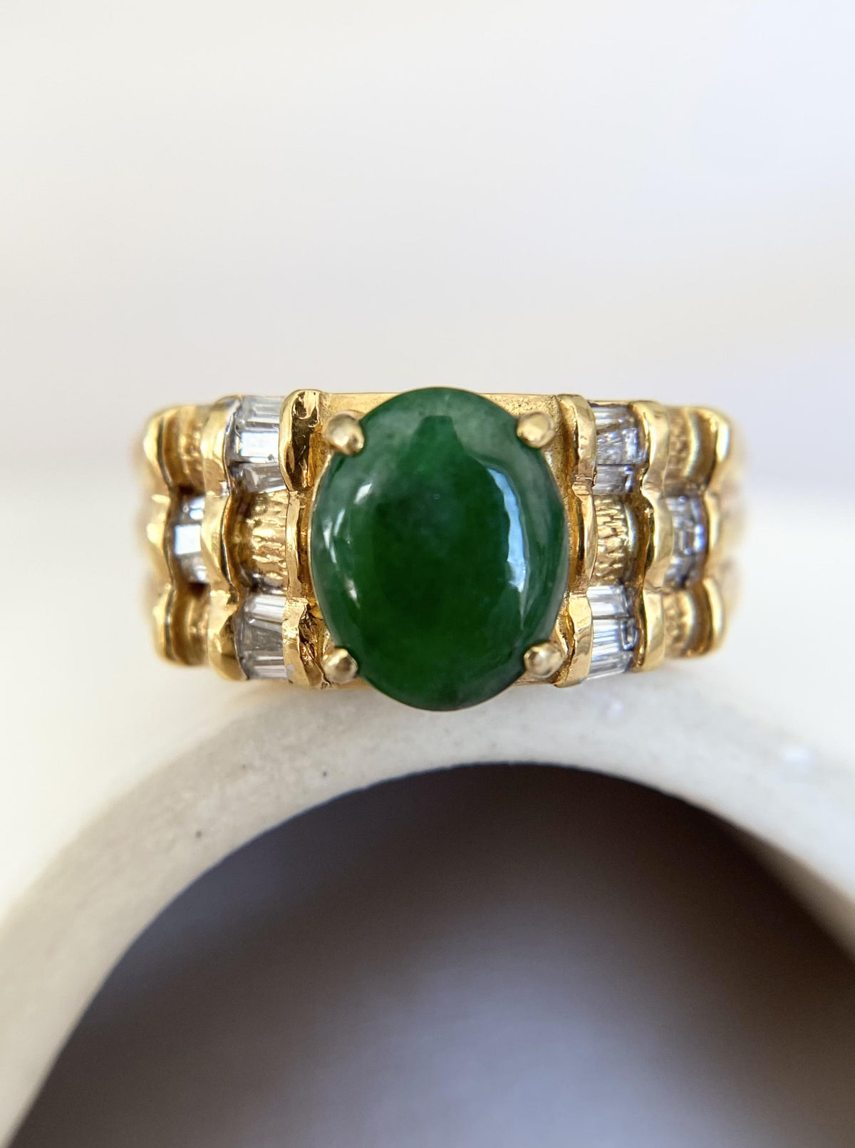 Vintage Jade Woven Diamond Ring