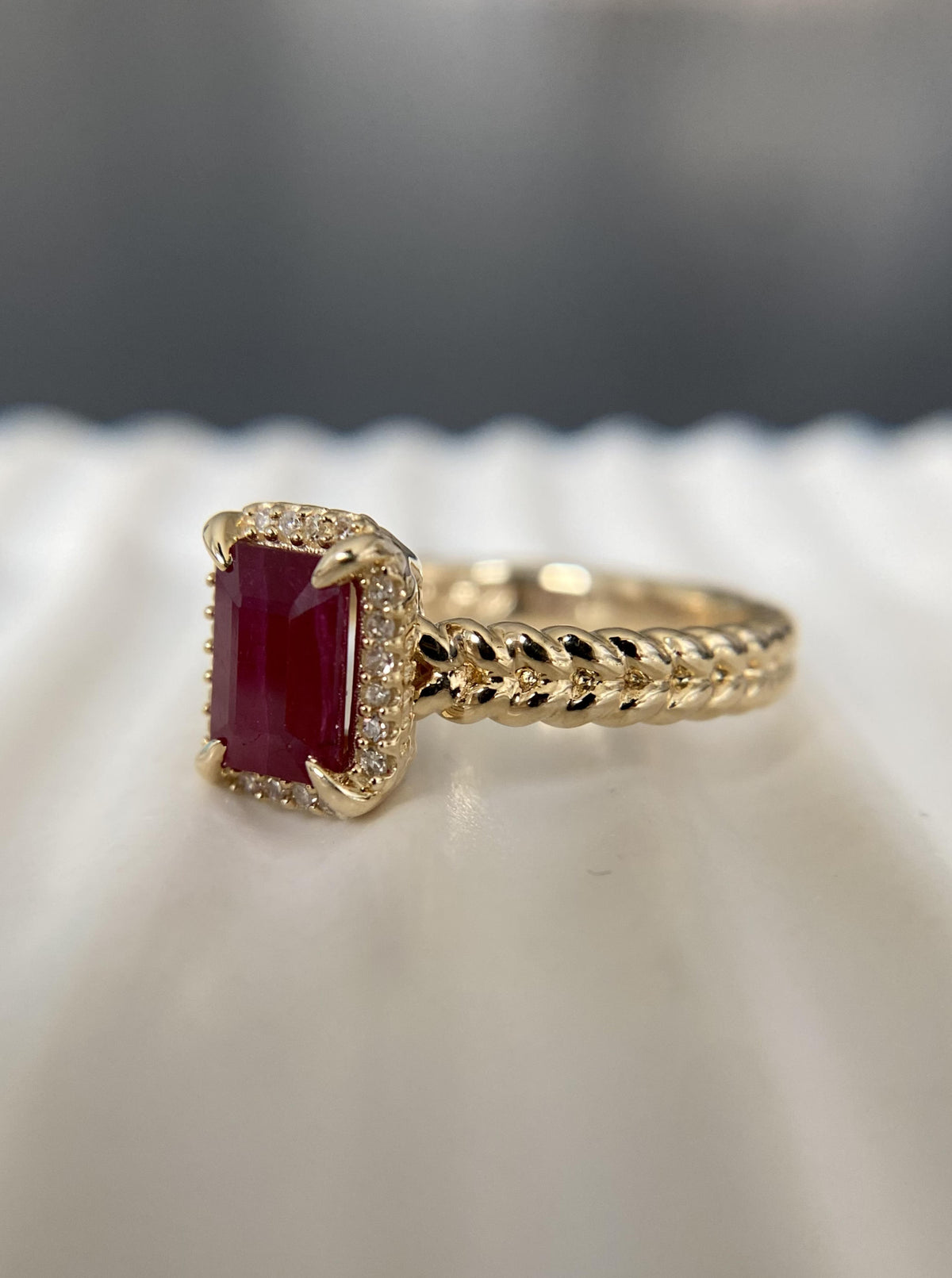Ruby Ring With Braided Details