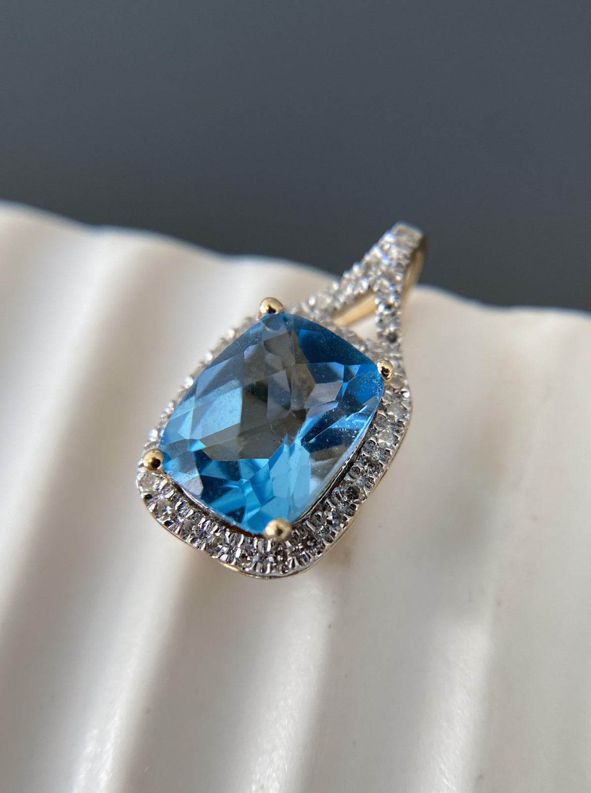 Topaz Pendant With Diamond Halo