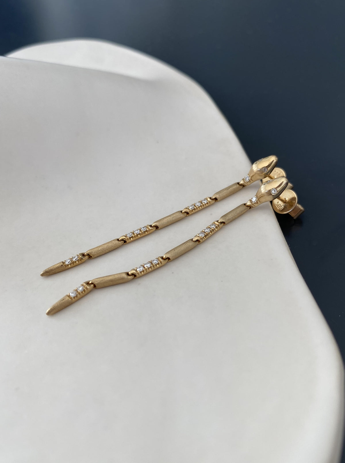 14K Snake Diamond Earrings