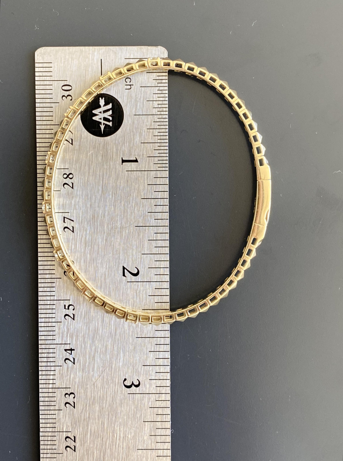 14K Pyramid Diamond Bangle