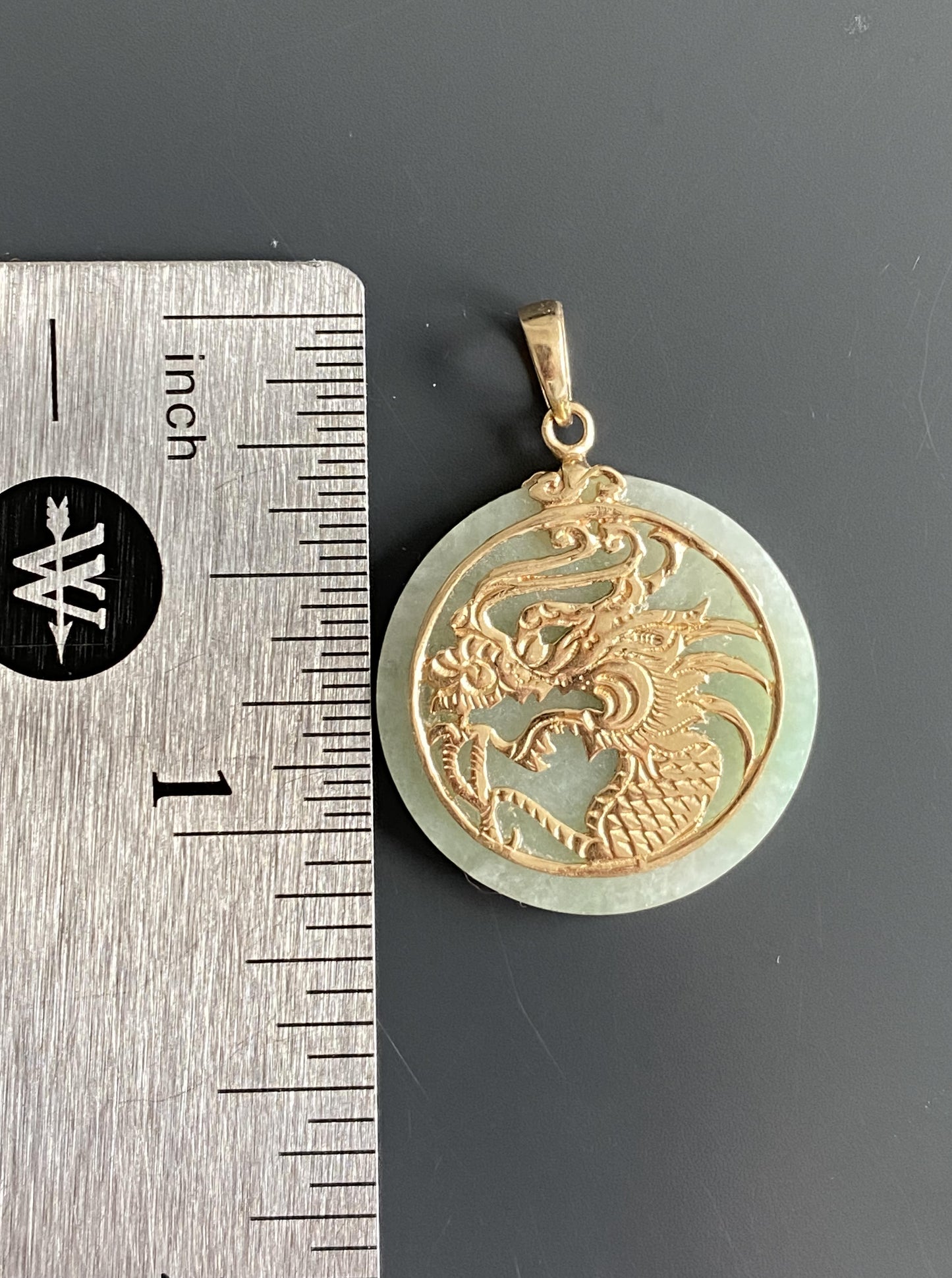 14K Dragon & Quartz Pendant