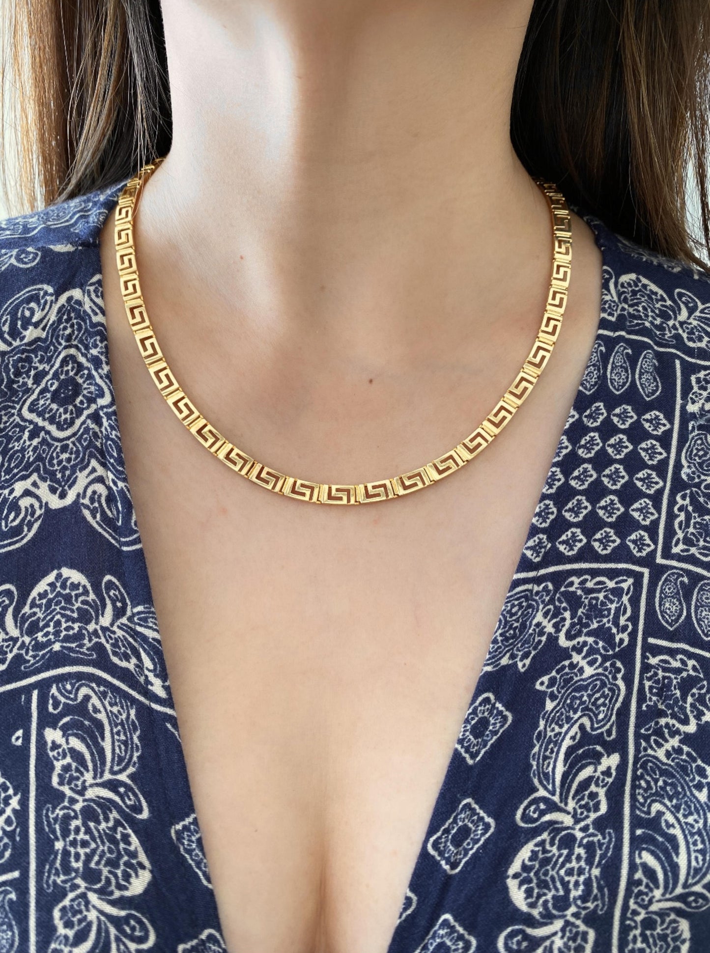 14K Greek Design Collar Necklace