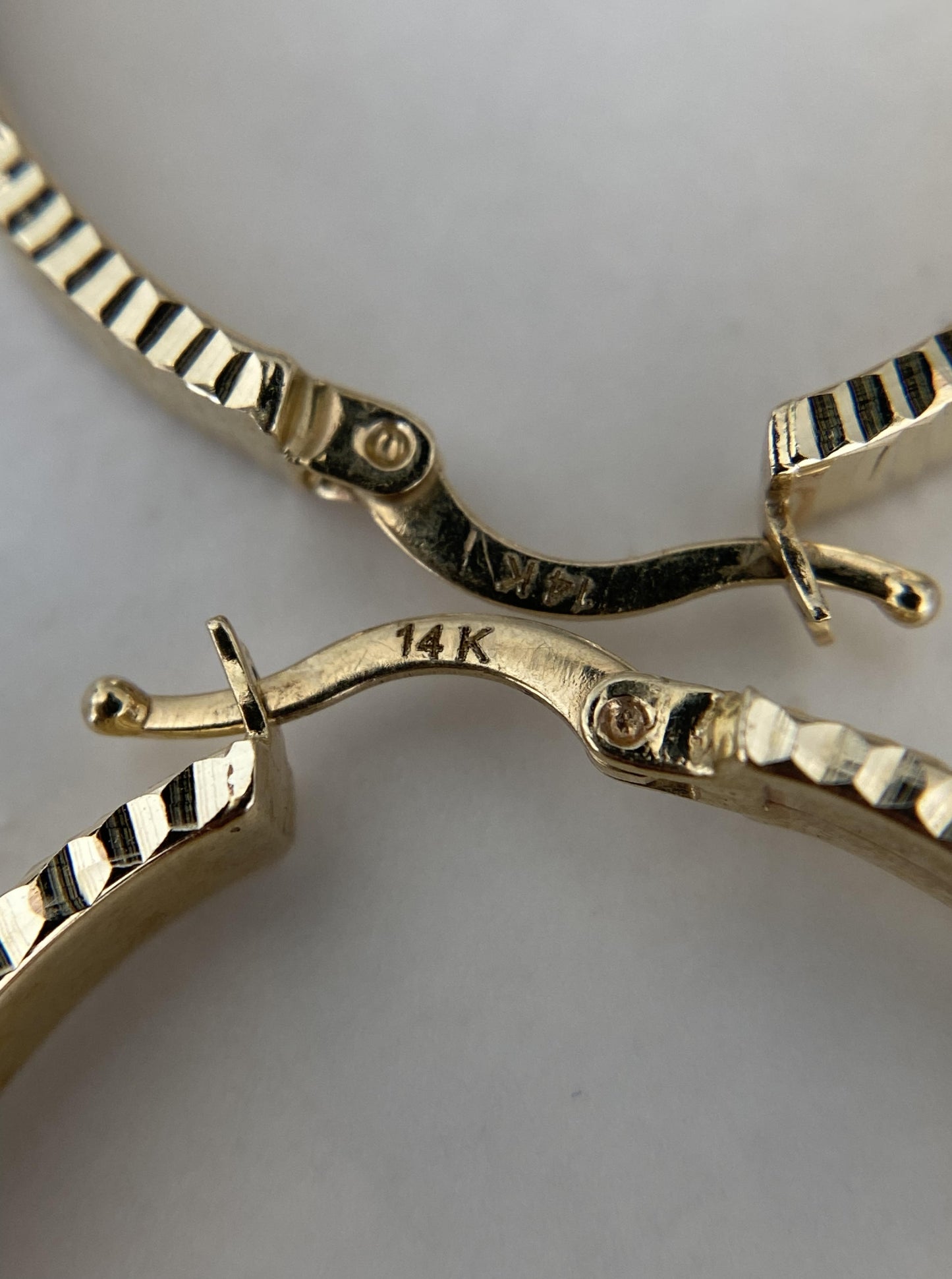 Flat Large Line Diamond Cut Hoops
