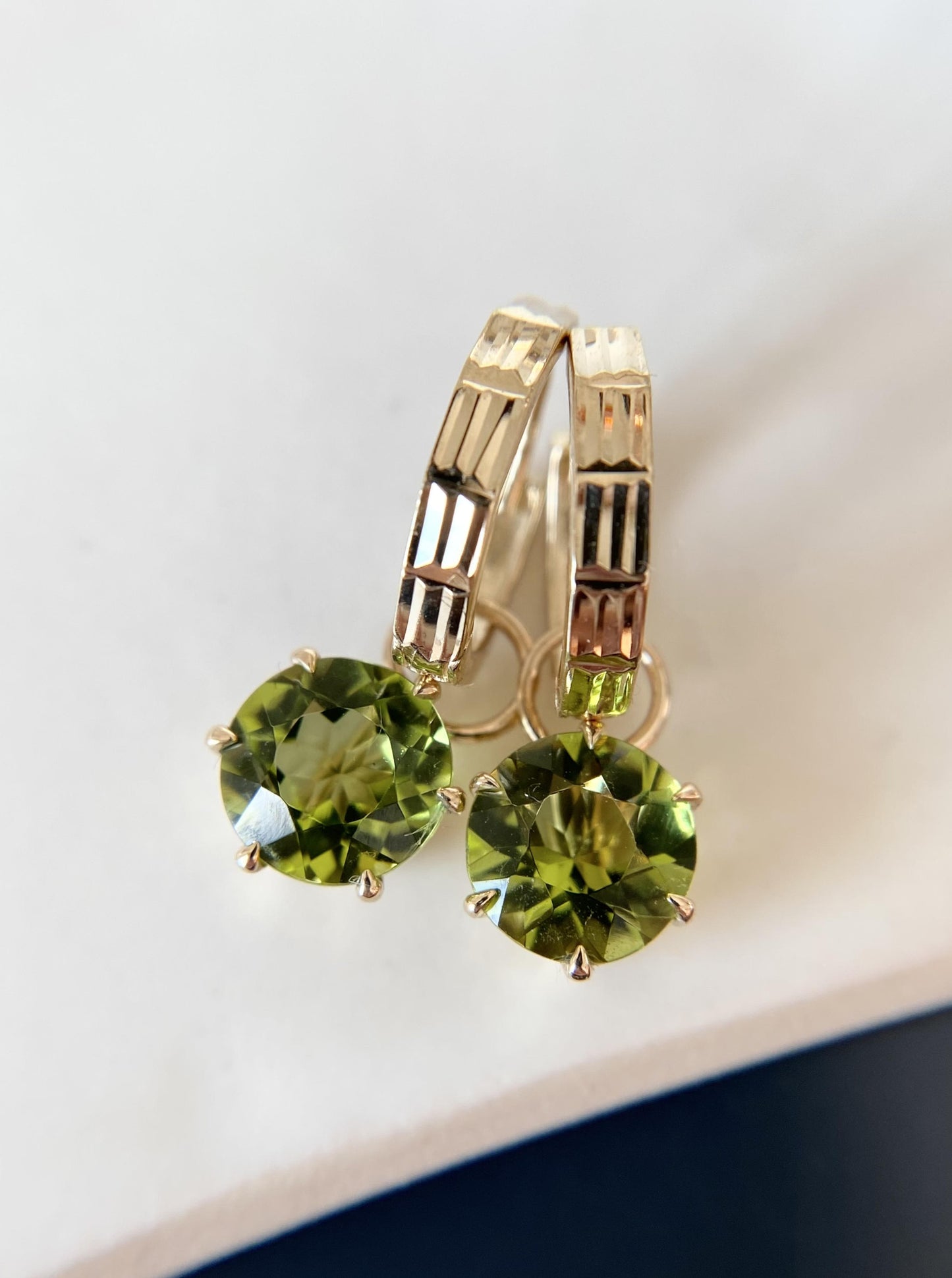 Peridot Charm Hoops