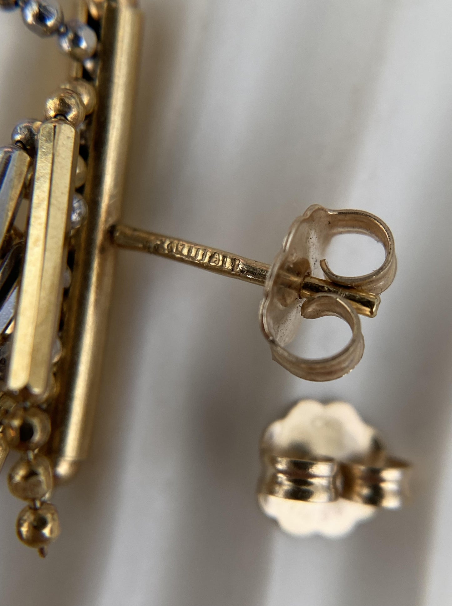 White & Yellow Gold Tassel Earrings