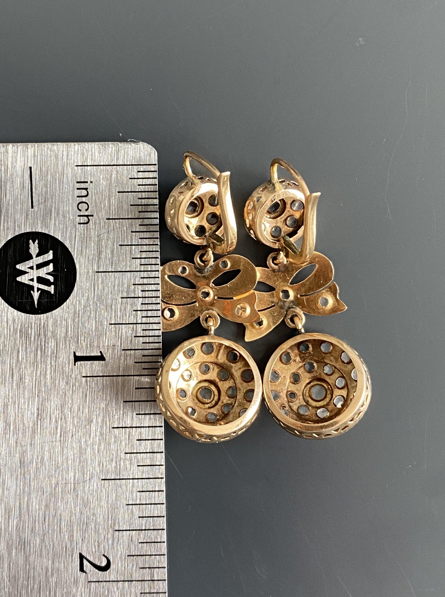 Vintage Bowtie Rose Cut White Sapphire chandelier earrings