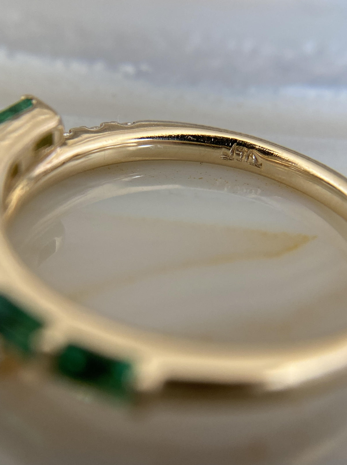 14K Emerald Baguette and Diamond Band