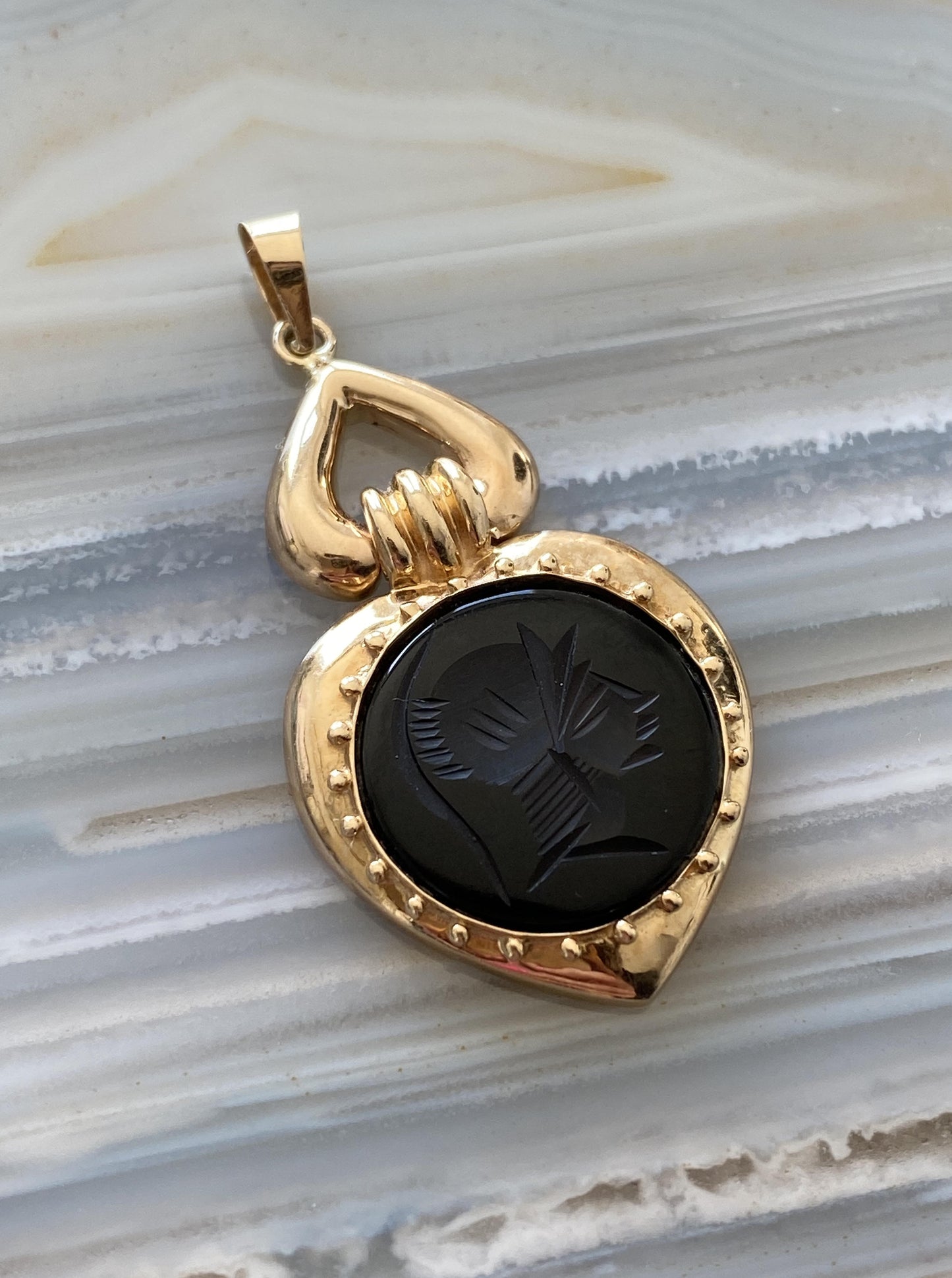 Vintage Onyx Intaglio Pendant