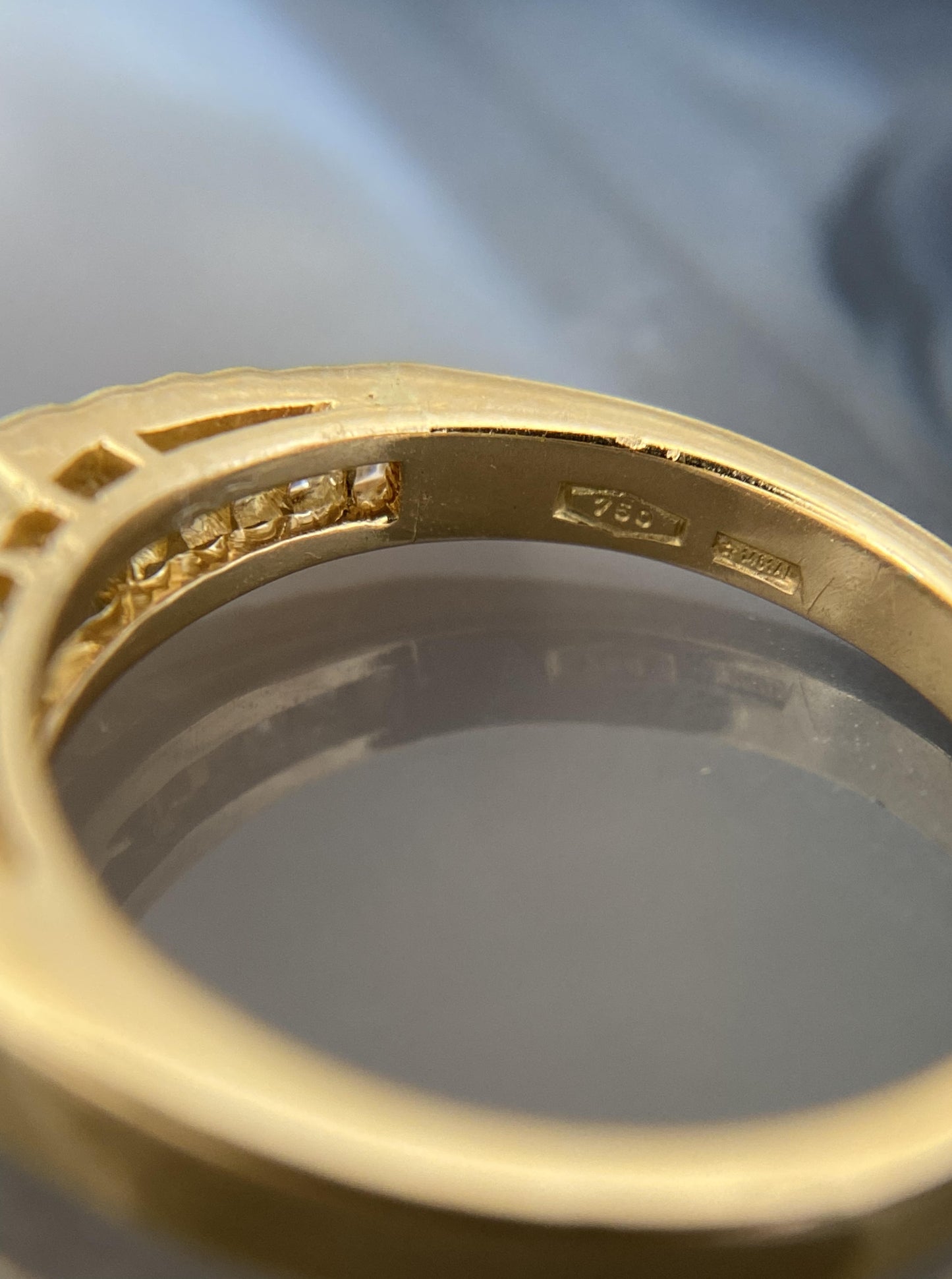 Estate Bezel Round & Baguette Diamond Ring