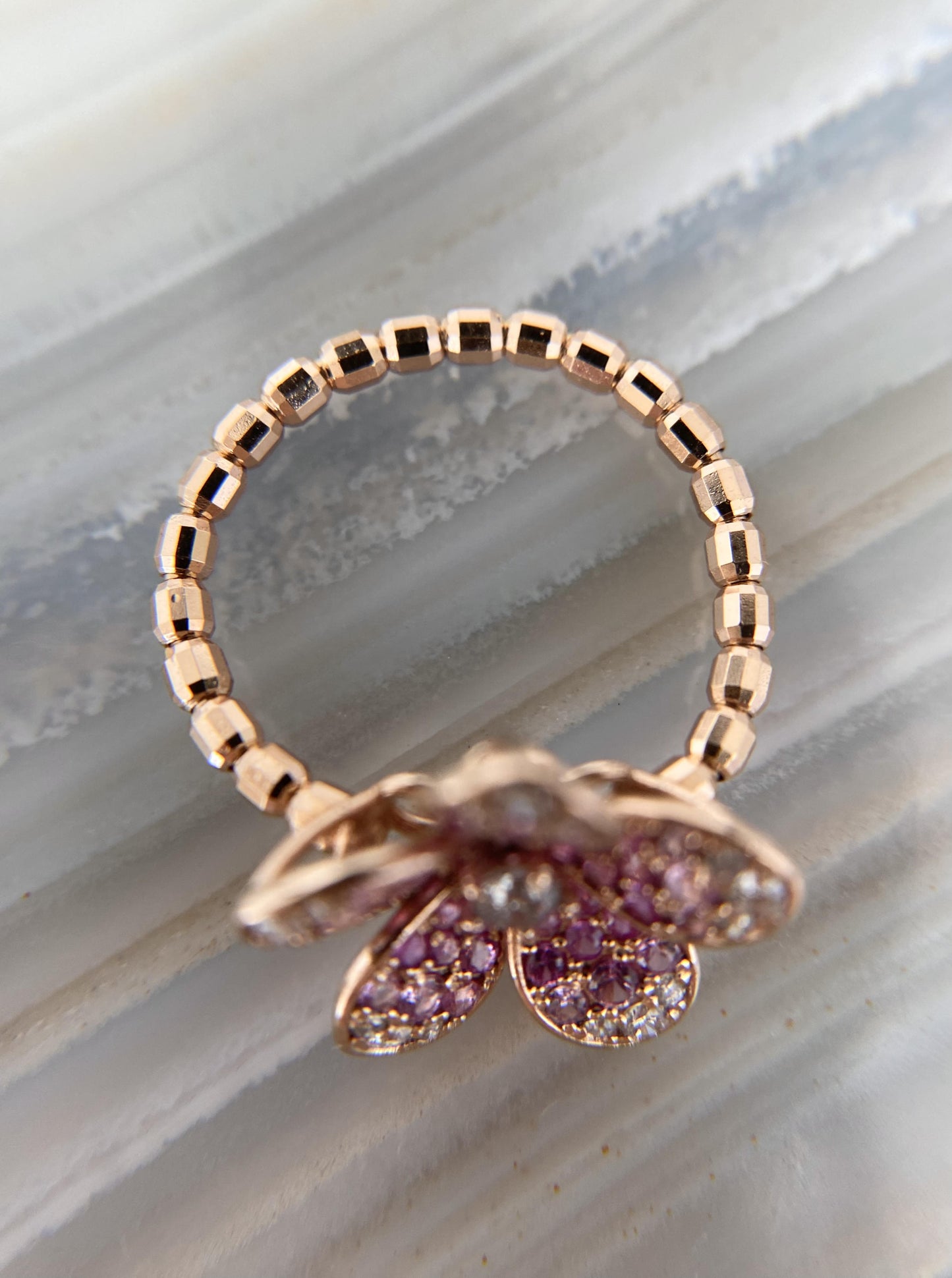 Pink Sapphire Flower Ring