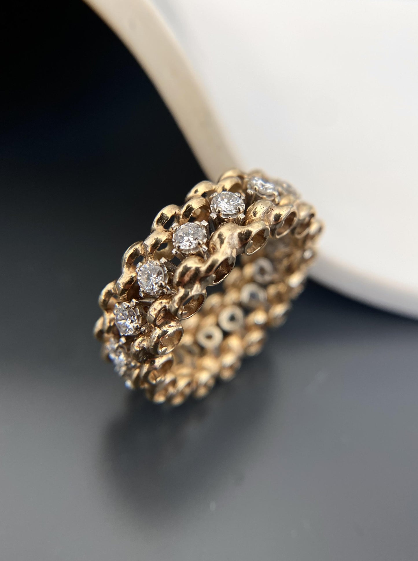 Vintage Eternity Diamond Biker Chain Band