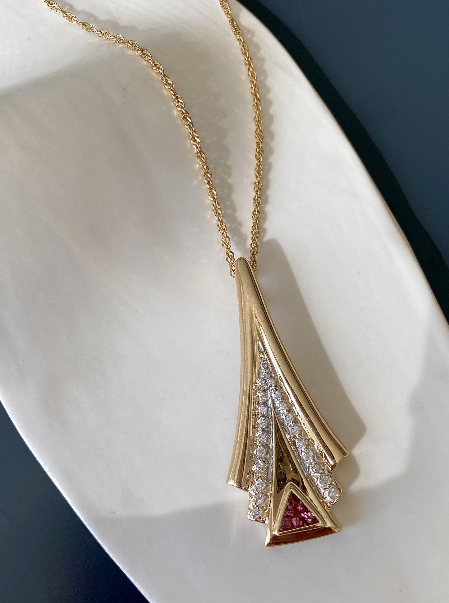 Vintage Tourmaline Pendant Necklace