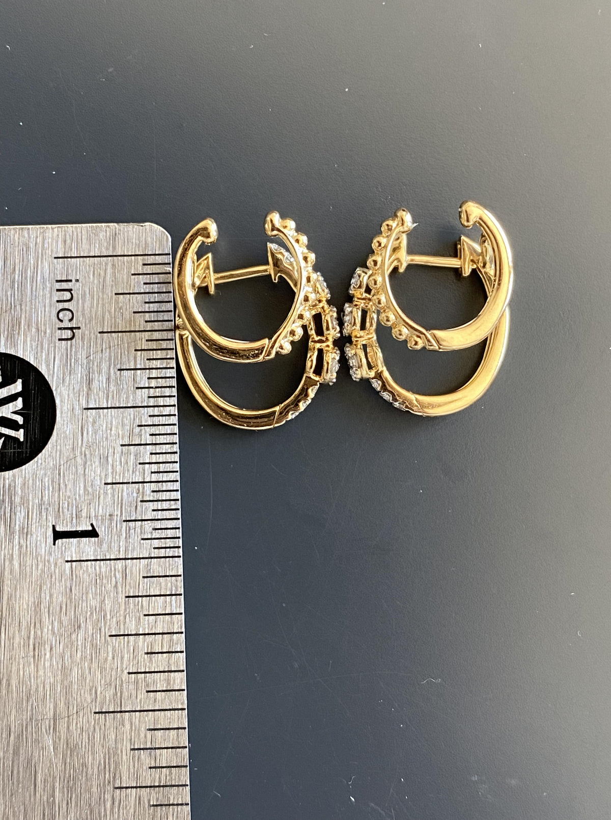 18K Double Diamond Small Hoops