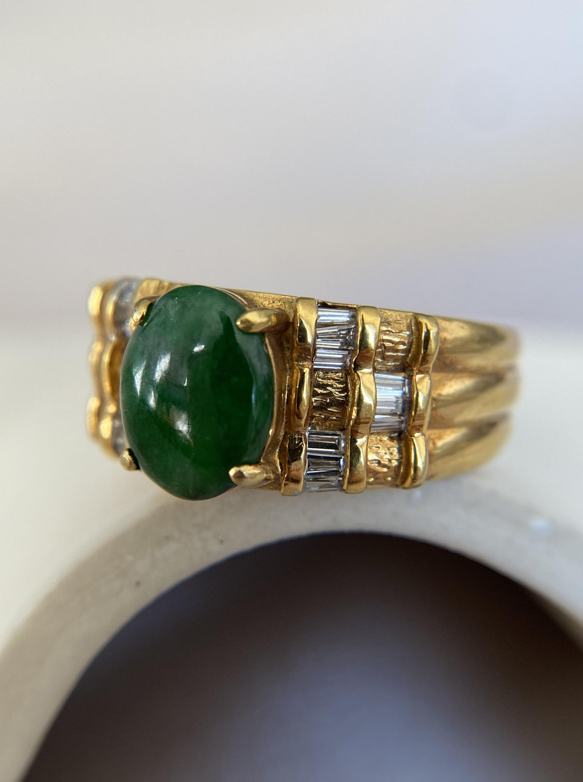 Vintage Jade Woven Diamond Ring