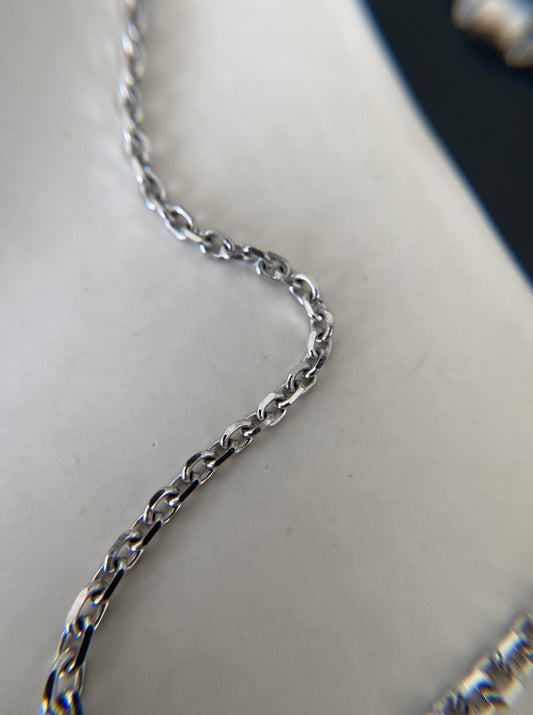 14K White Gold Cable Chain