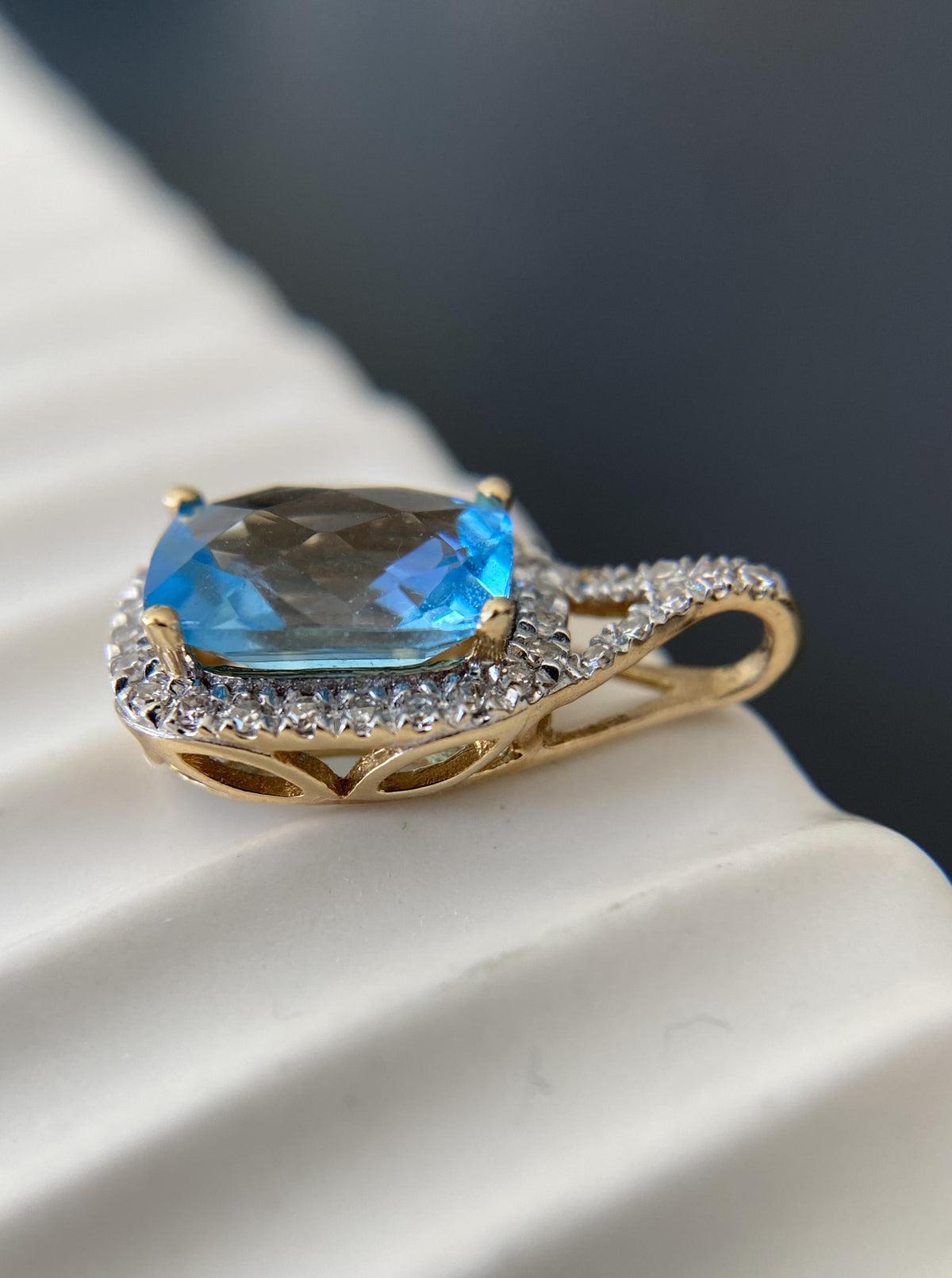 Topaz Pendant With Diamond Halo