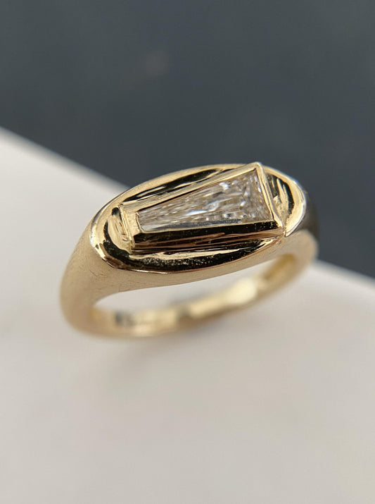 Tapered Cut Diamond Signet Ring