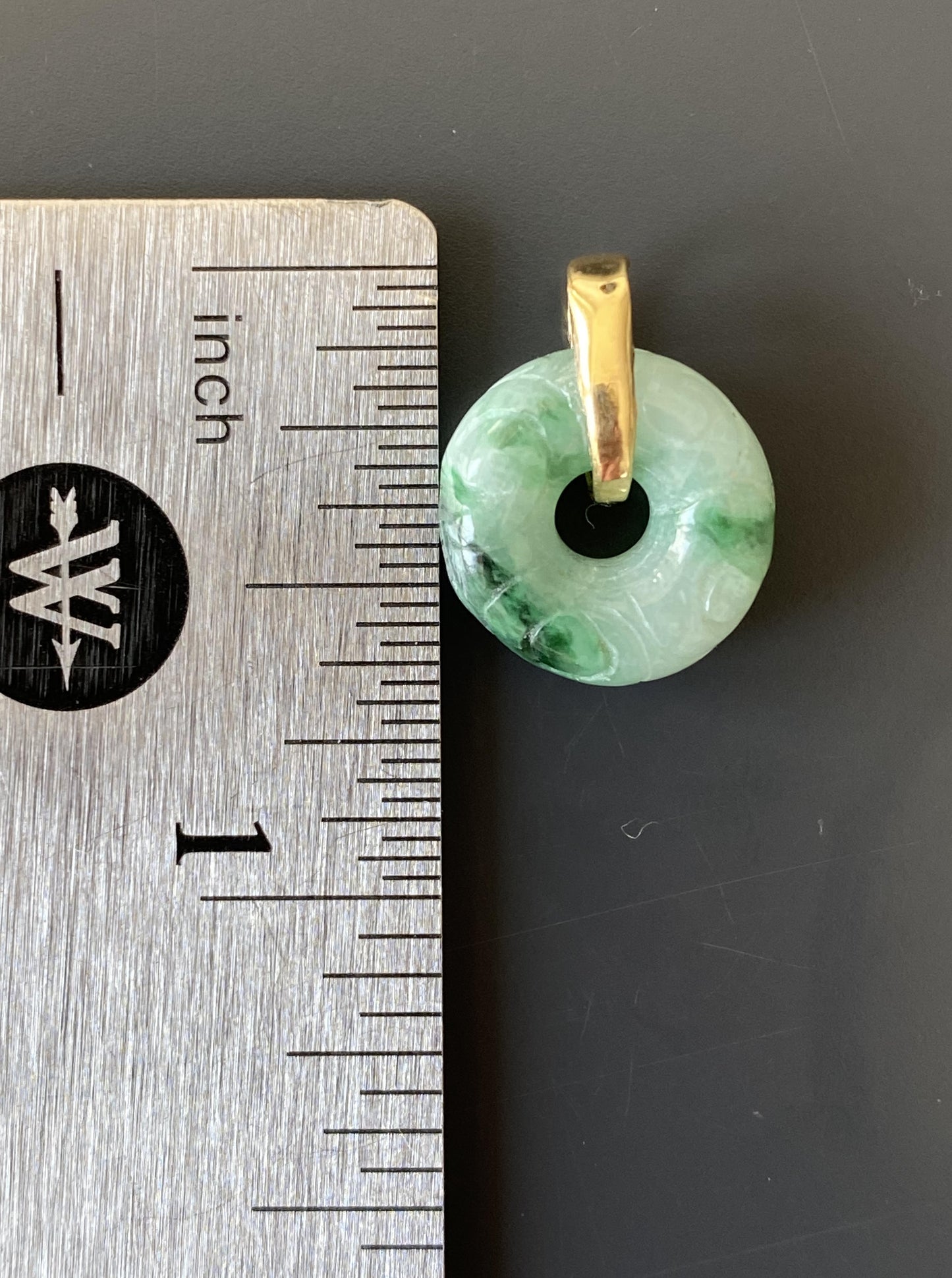 Chunky Carved Jade Coin Charm